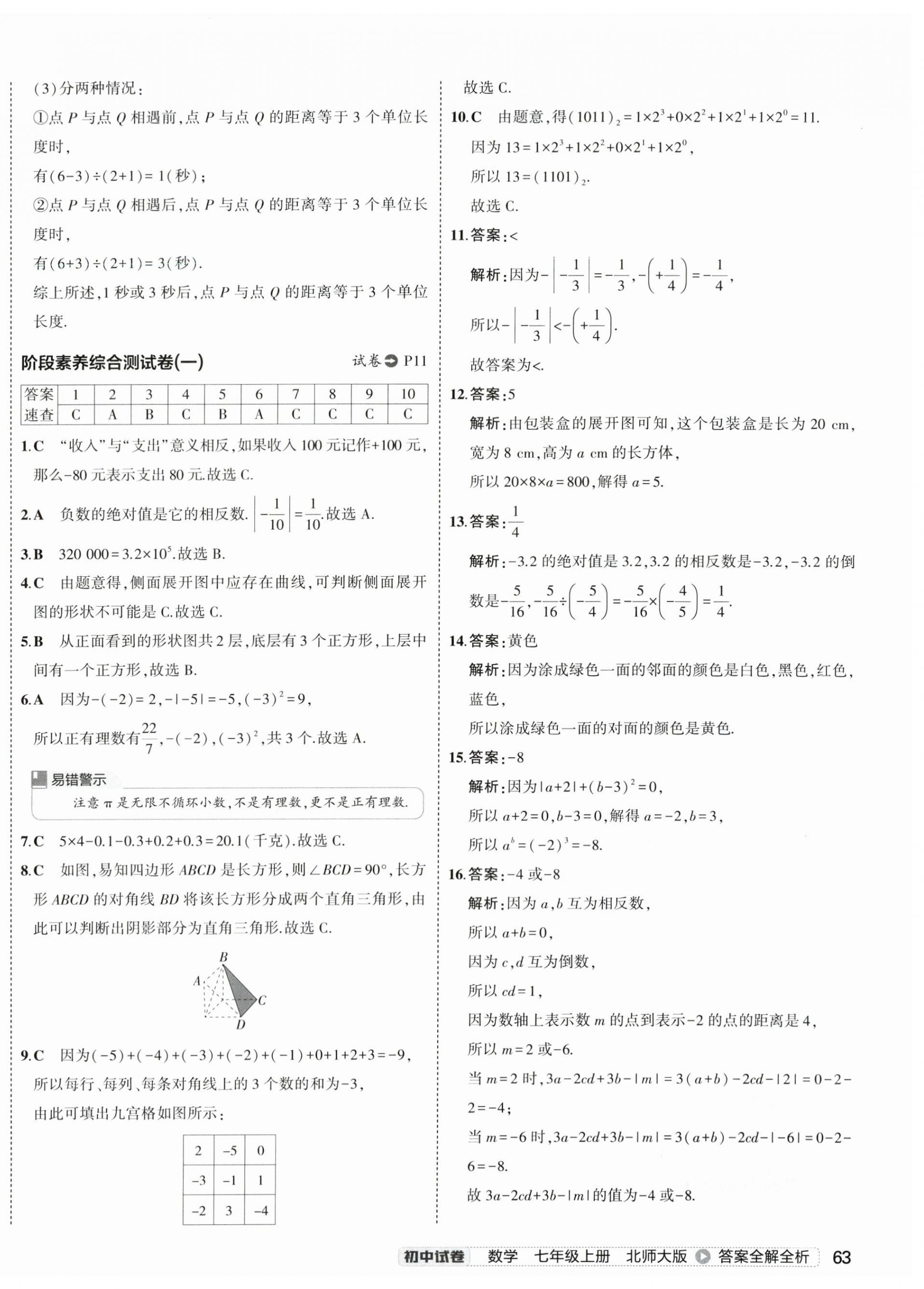 2024年5年中考3年模擬初中試卷七年級(jí)數(shù)學(xué)上冊(cè)北師大版 第10頁(yè)