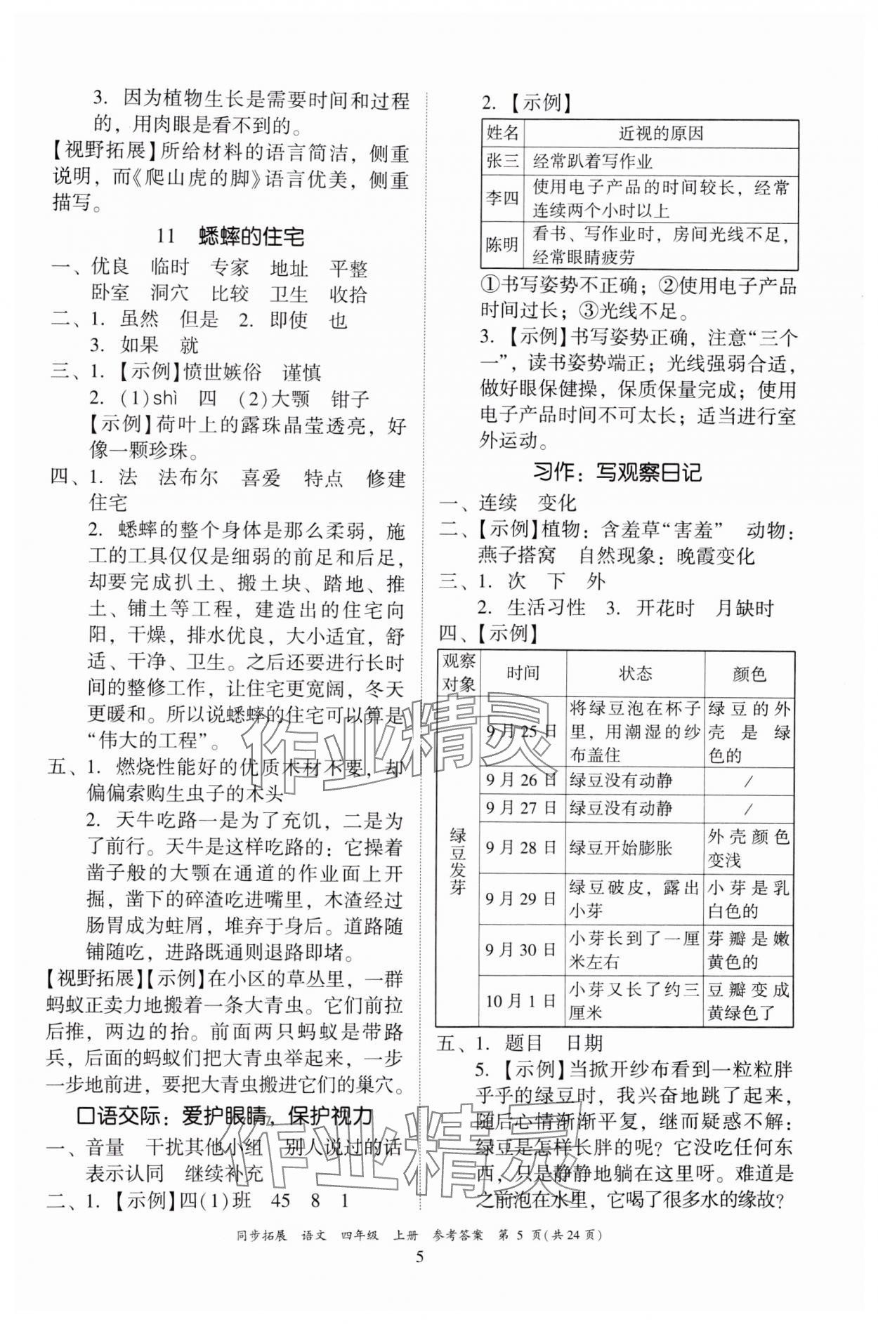 2024年同步拓展四年級語文上冊人教版中山專版 第5頁