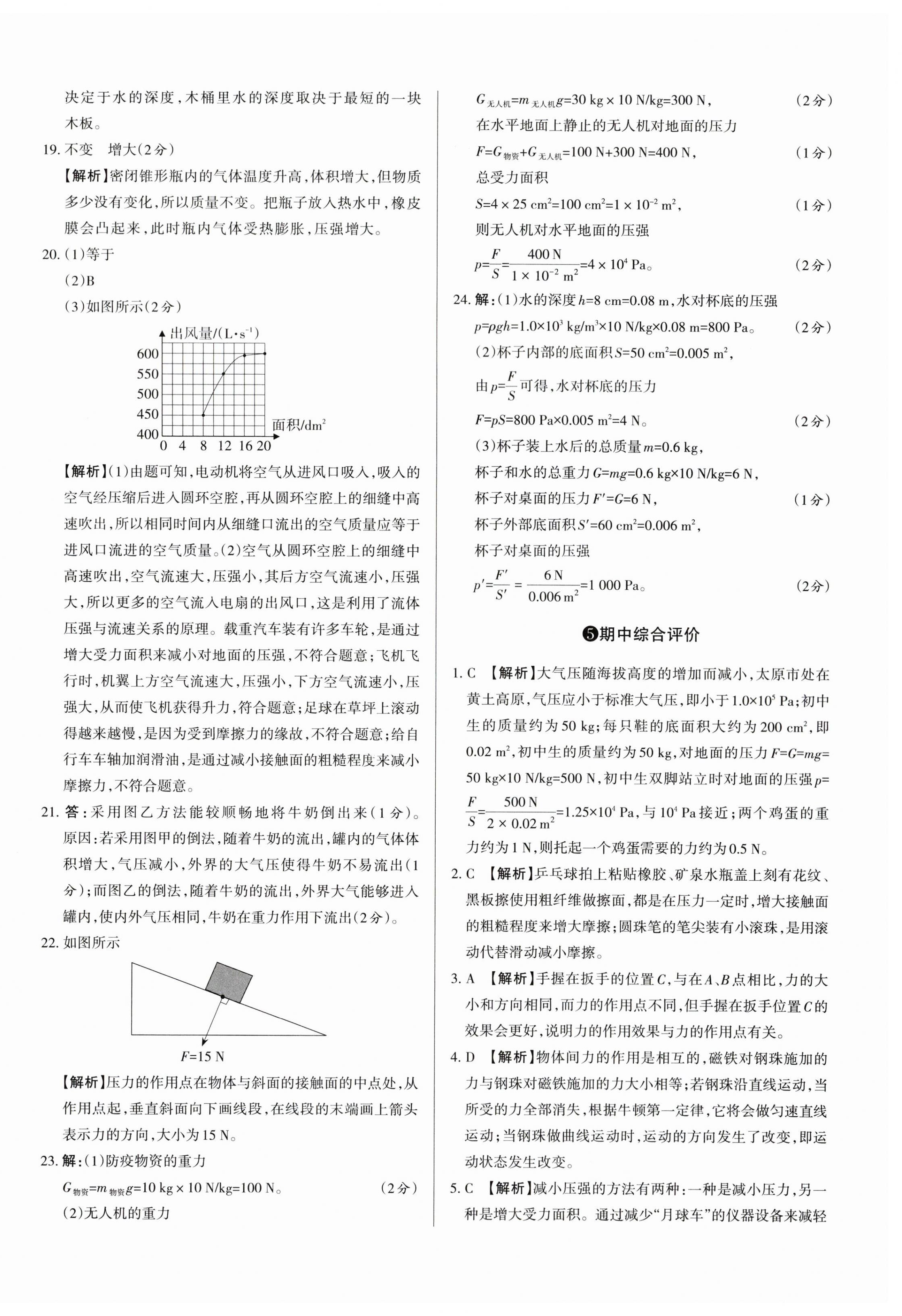 2024年山西名師原創(chuàng)試卷八年級物理下冊人教版 參考答案第8頁