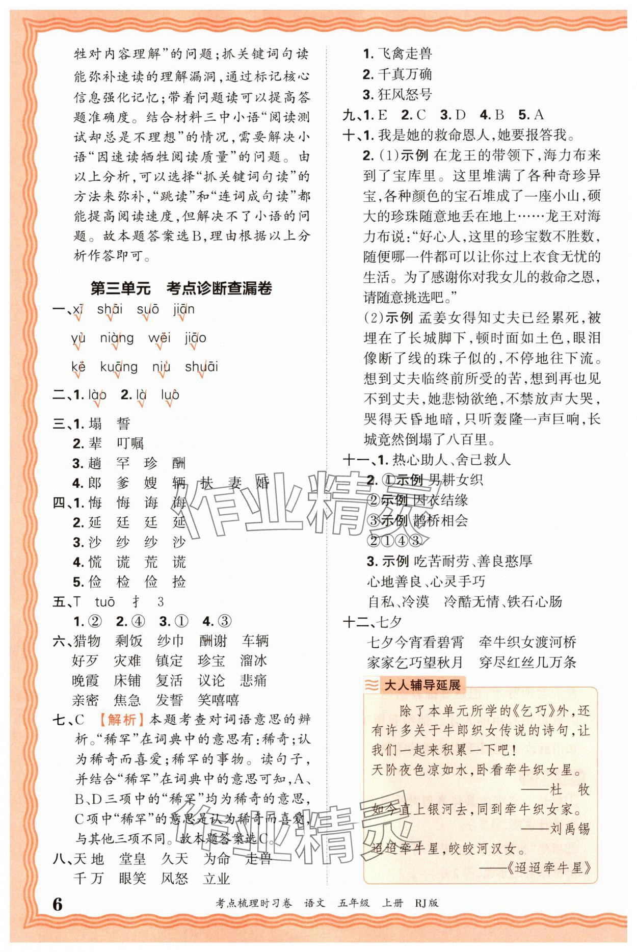 2025年王朝霞考點(diǎn)梳理時(shí)習(xí)卷五年級(jí)語(yǔ)文上冊(cè)人教版 第6頁(yè)