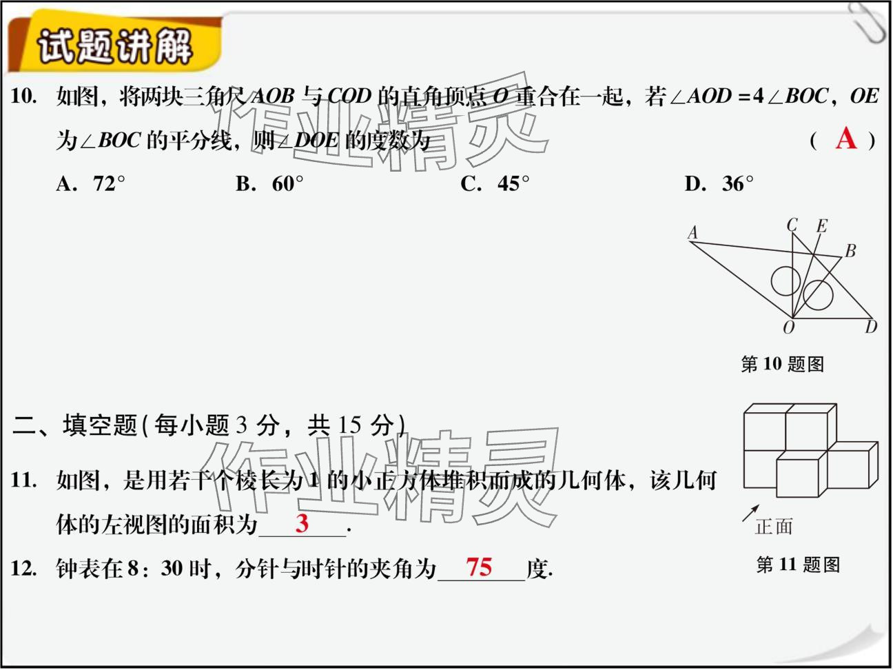 2024年复习直通车期末复习与假期作业七年级数学北师大版 参考答案第22页