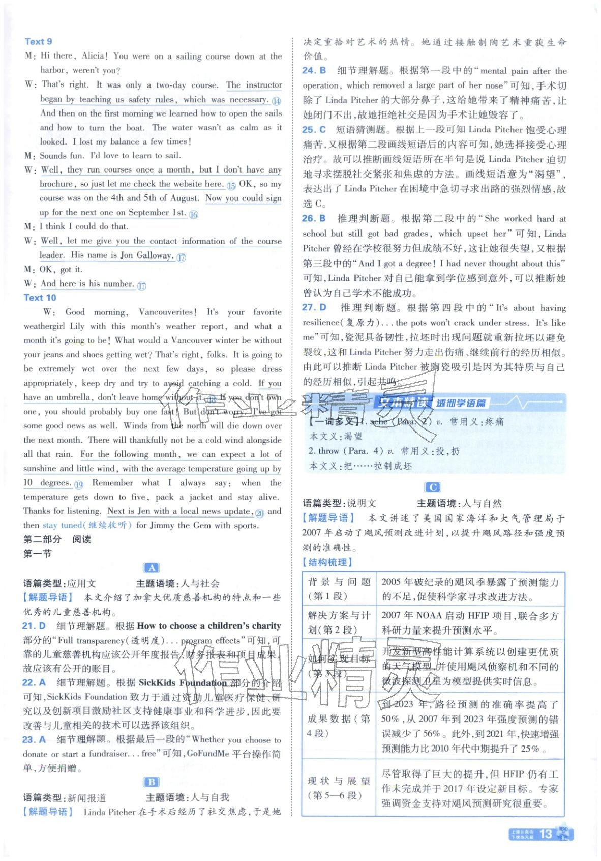 2025年金考卷名師名題單元雙測卷高中英語必修第三冊譯林版 參考答案第13頁