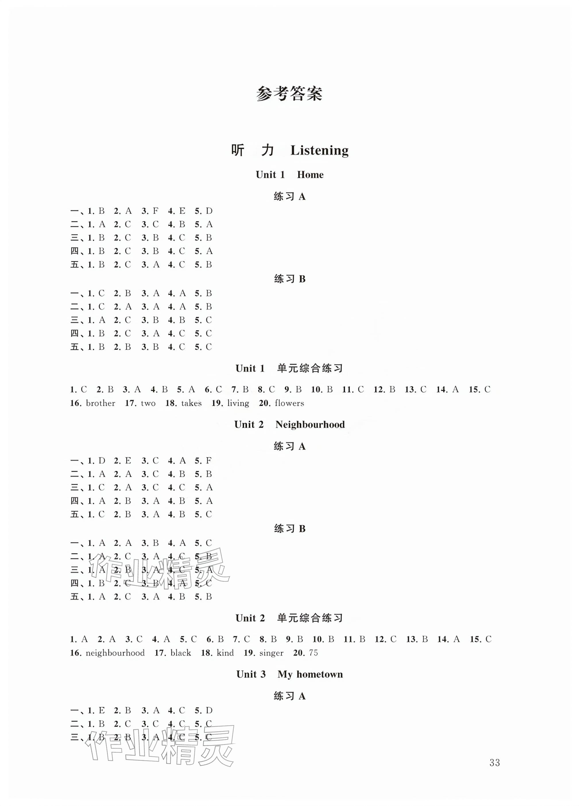 2026年初中英语拓展听力与阅读课堂突破七年级英语下册译林版&nbsp;参考答案第1页