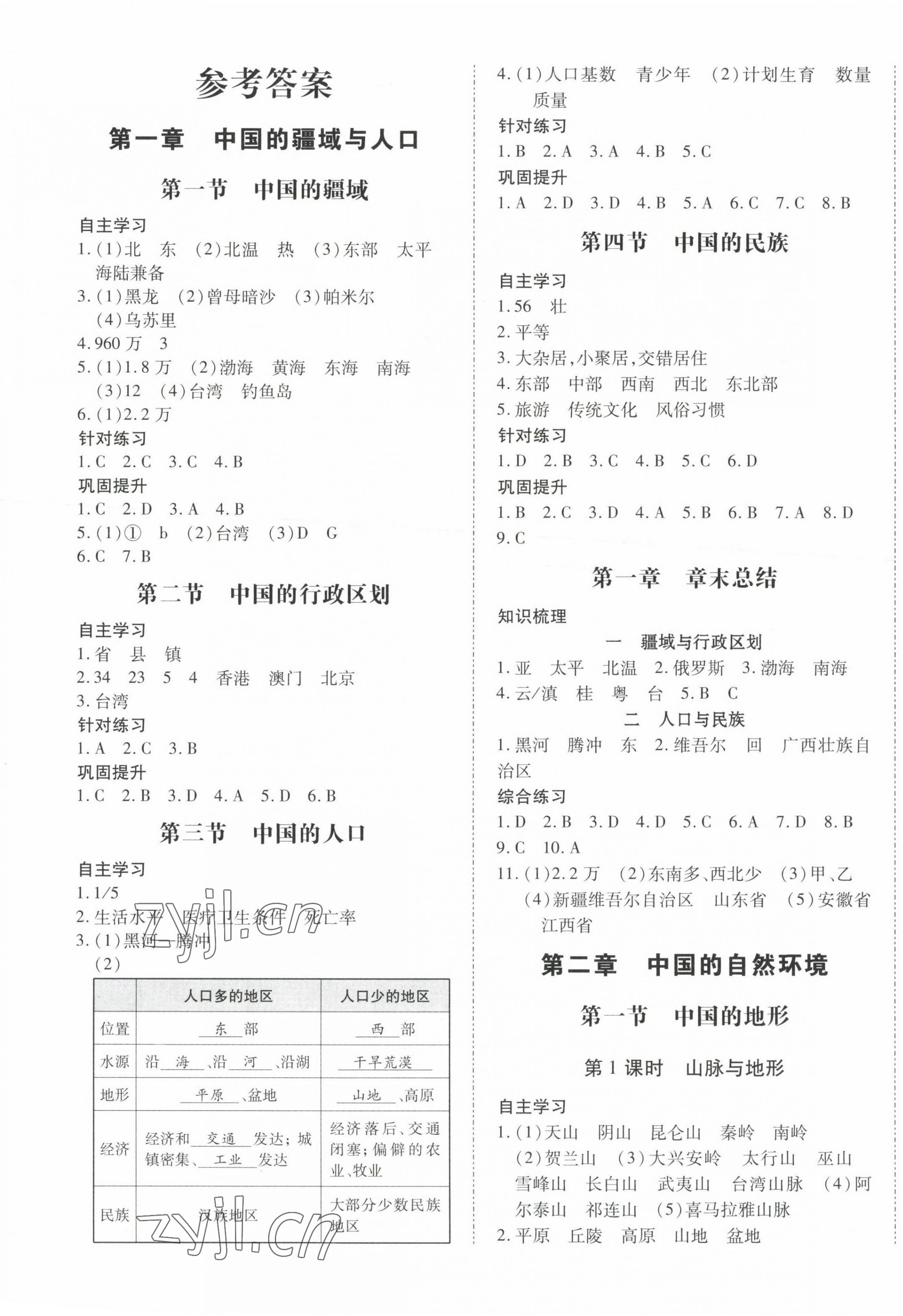 2023年本土攻略八年級(jí)地理全一冊(cè)湘教版 第1頁(yè)