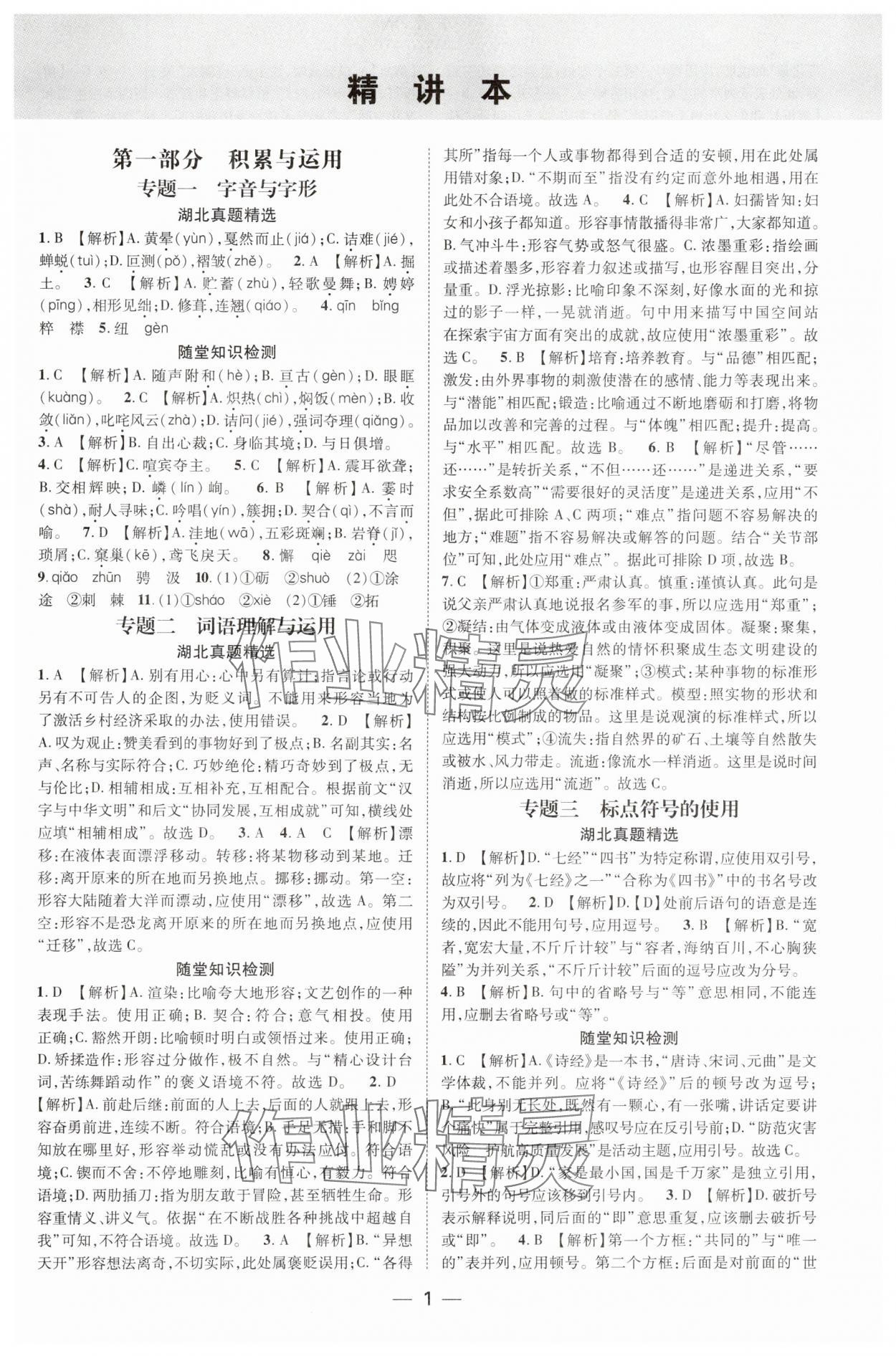 2025年名師測控中考特訓方案語文湖北專版 第1頁