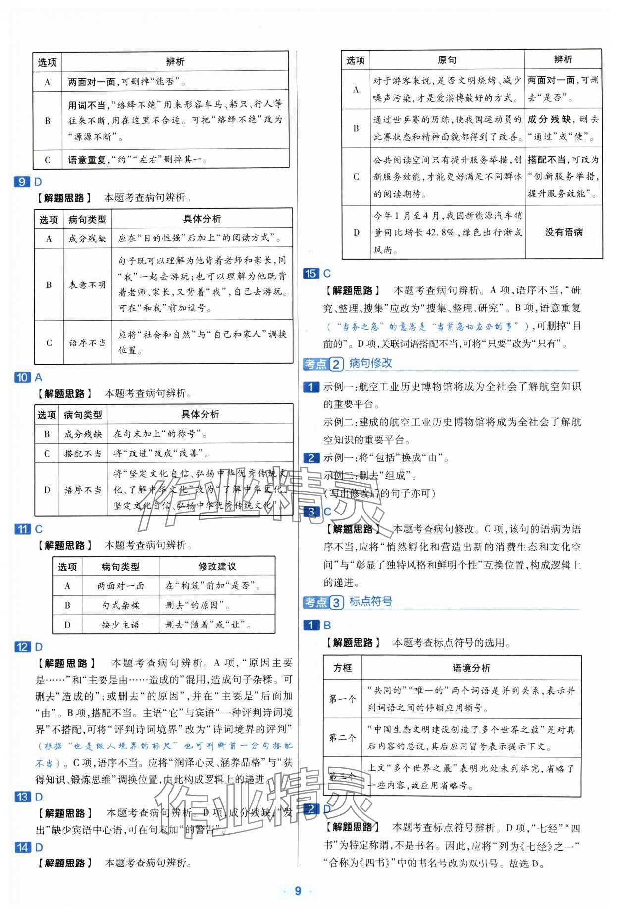 2024年金考卷中考真題分類訓(xùn)練語文 參考答案第8頁