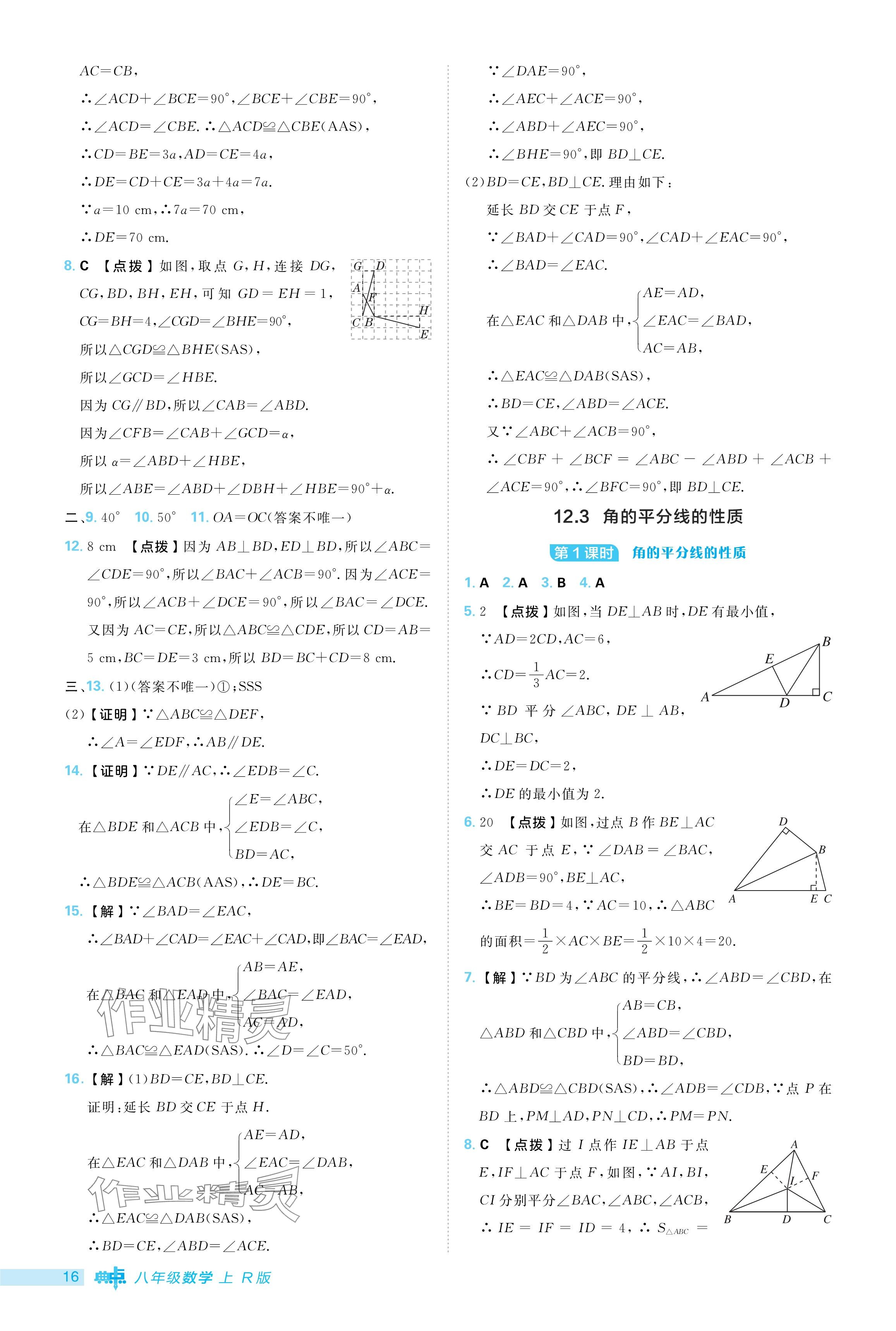 2024年综合应用创新题典中点八年级数学上册人教版 参考答案第16页