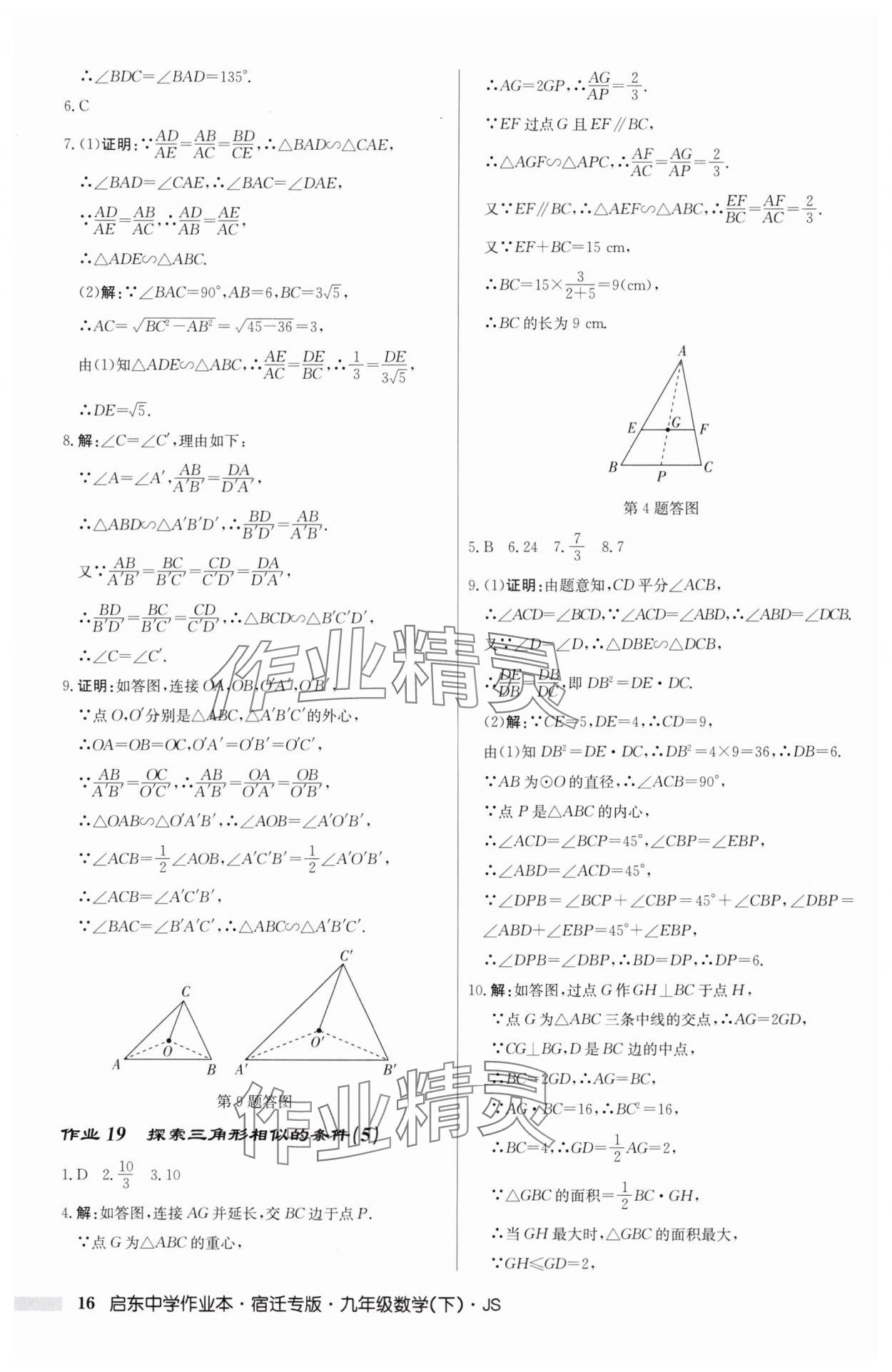 2025年启东中学作业本九年级数学下册苏科版宿迁专版 第16页