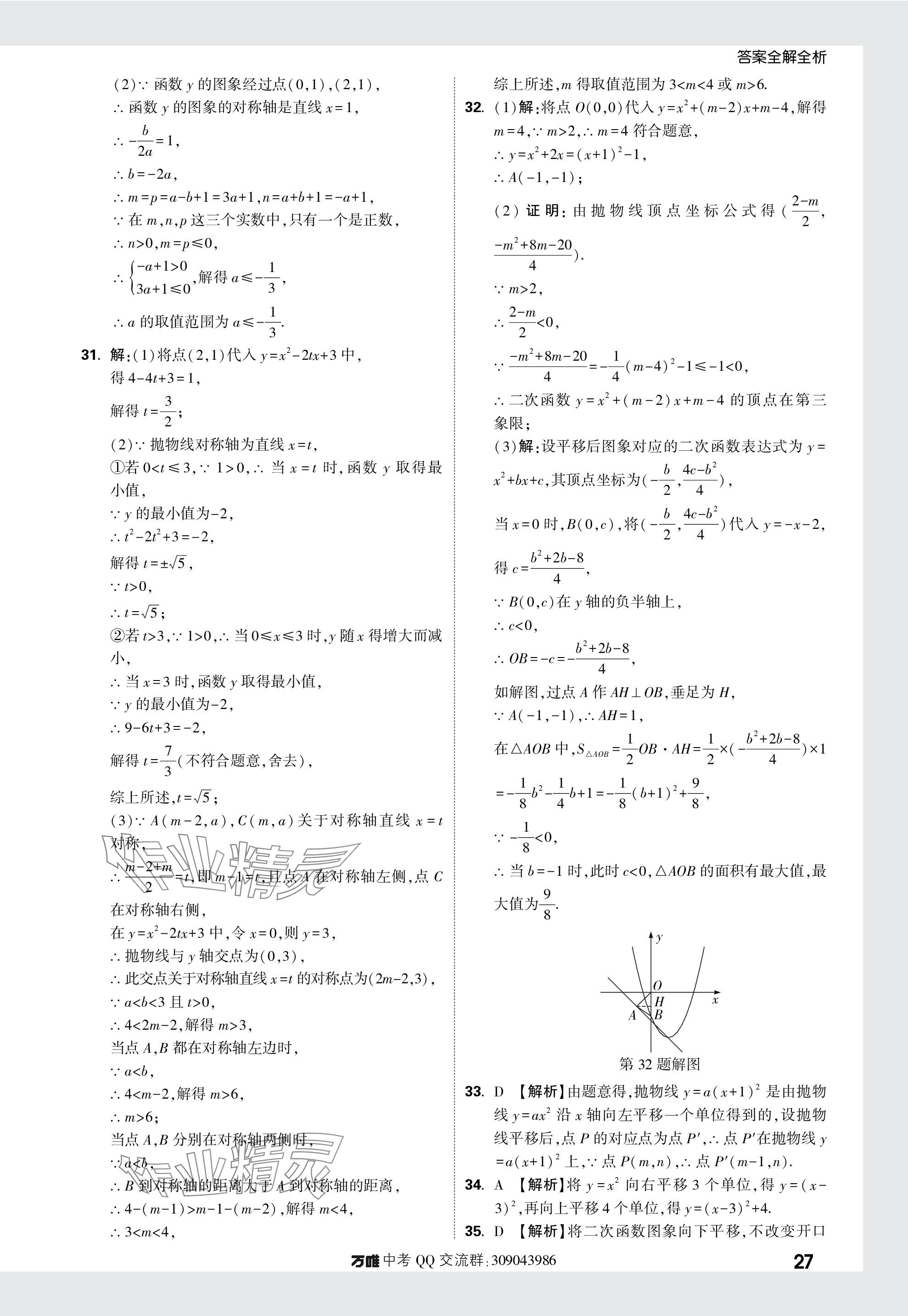 2024年萬唯中考真題分類數(shù)學(xué) 參考答案第27頁