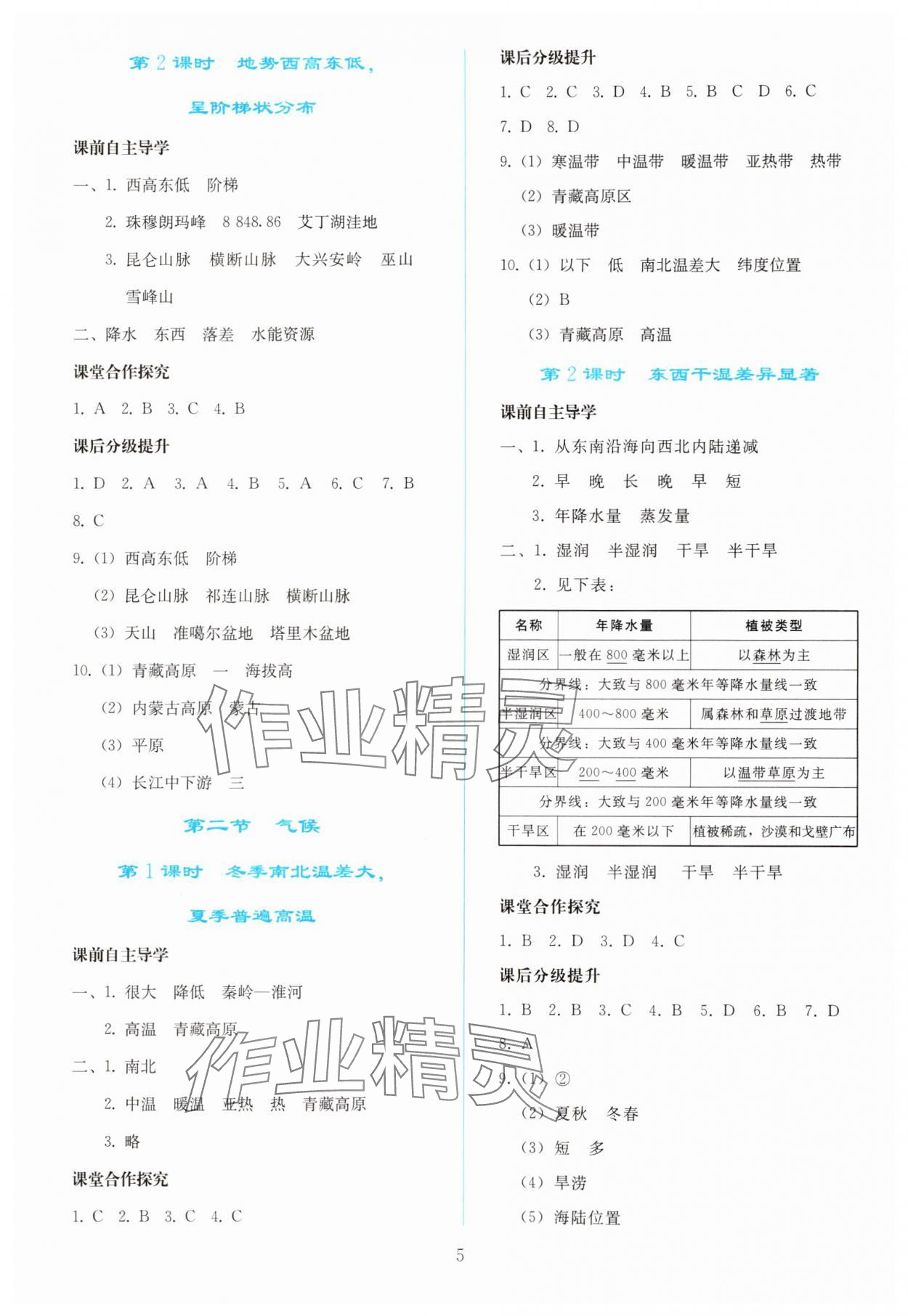 2024年同步轻松练习八年级地理上册人教版 参考答案第4页