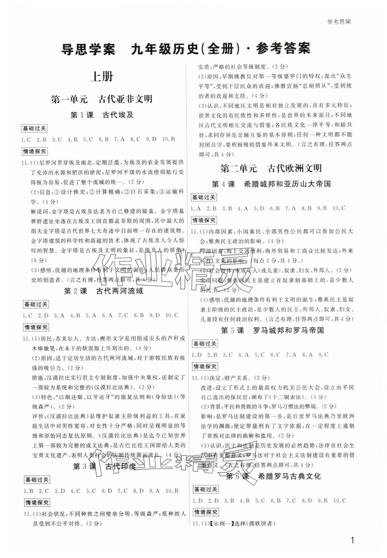 2025年导思学案九年级历史全一册人教版深圳专版 第1页