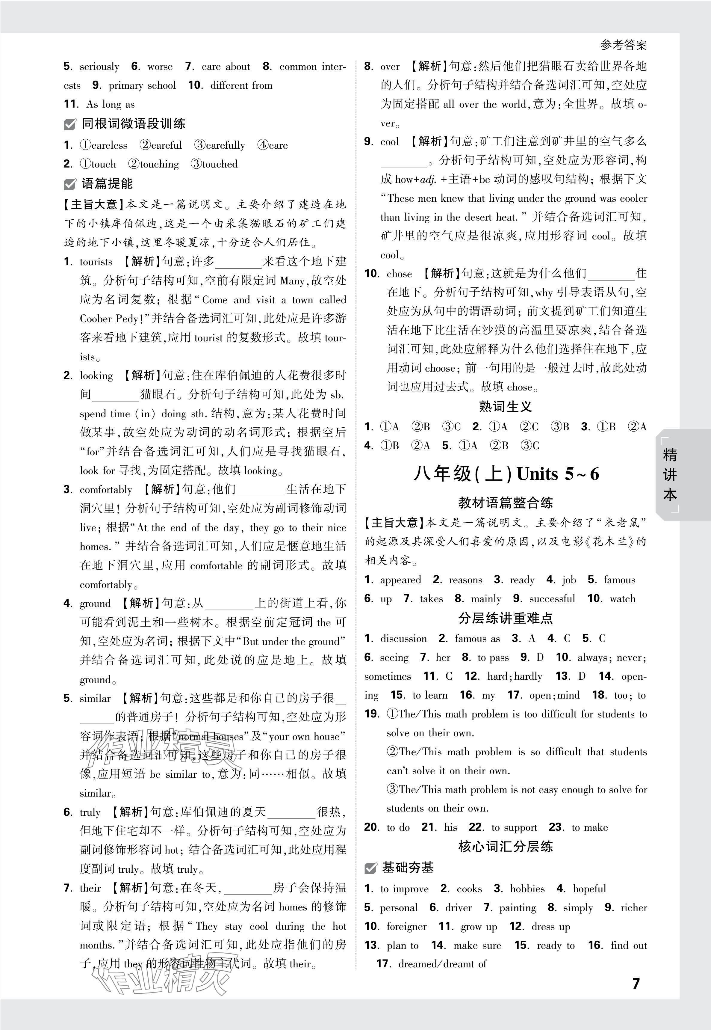 2024年萬唯中考試題研究英語甘肅專版 參考答案第7頁