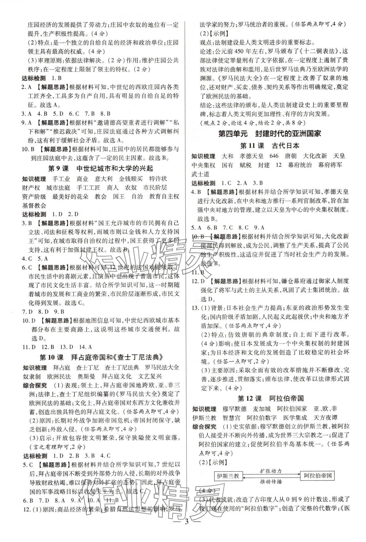 2025年領跑作業本九年級歷史全一冊人教版深圳專版 第3頁