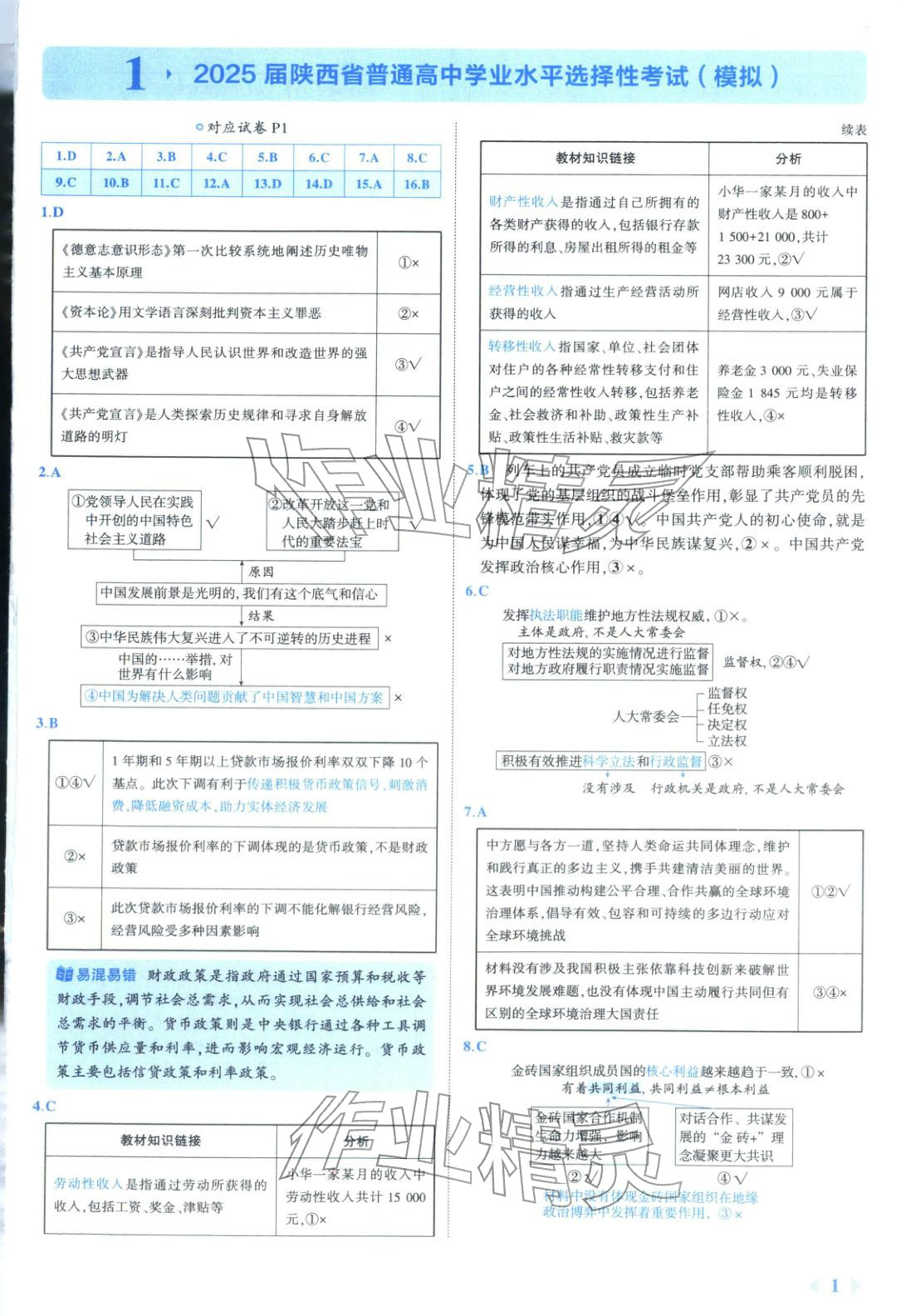 2026年53金卷优选卷汇编高中道德与法治陕晋青宁专版 第1页