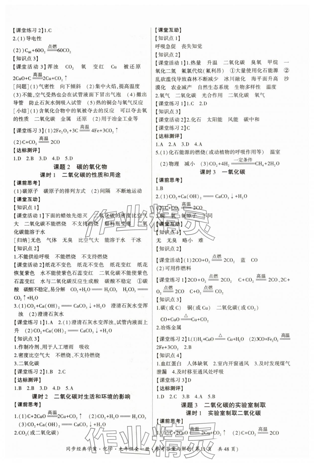 2025年同步经典学案九年级化学全一册人教版 第11页
