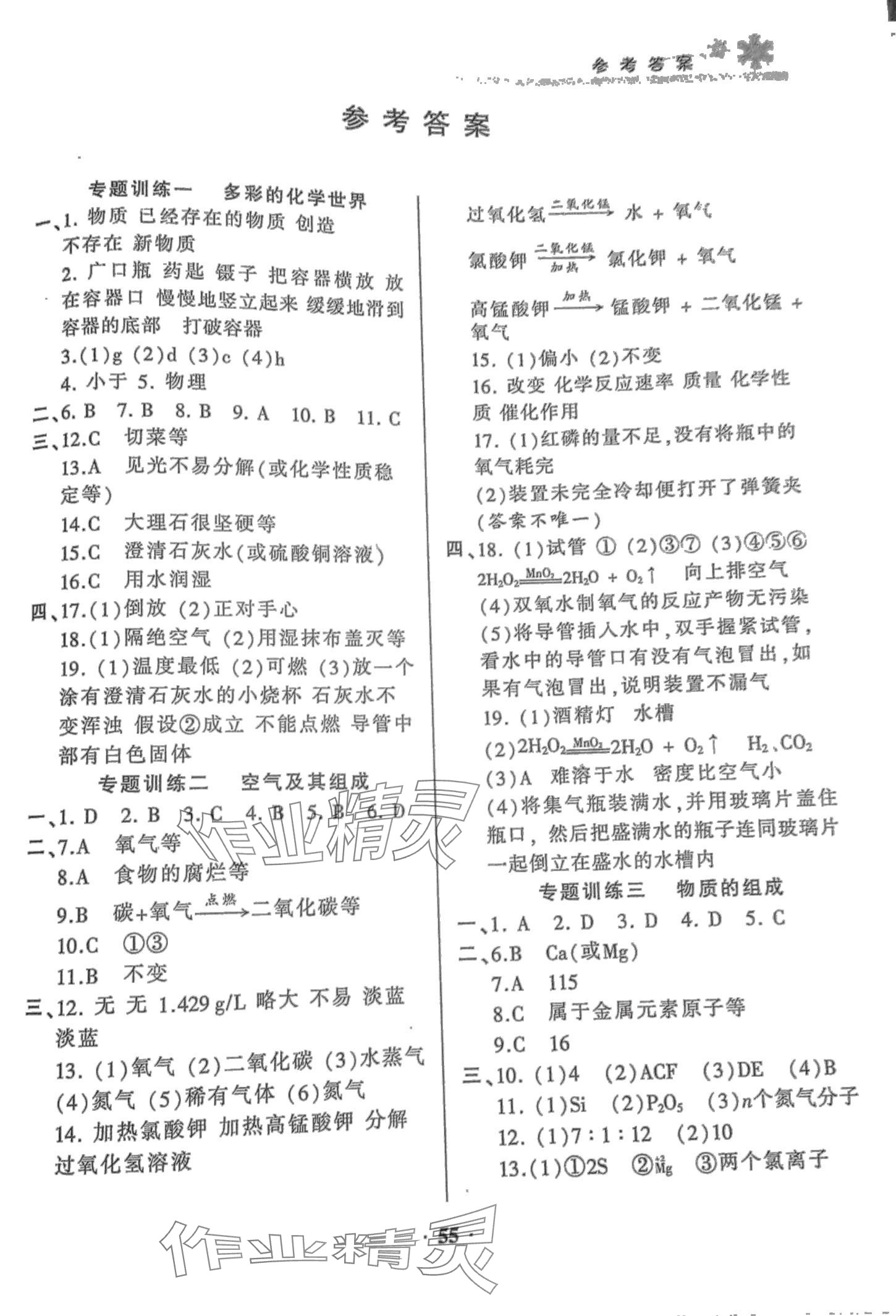 2024年假期讀書生活寒假卷九年級化學人教版 第1頁