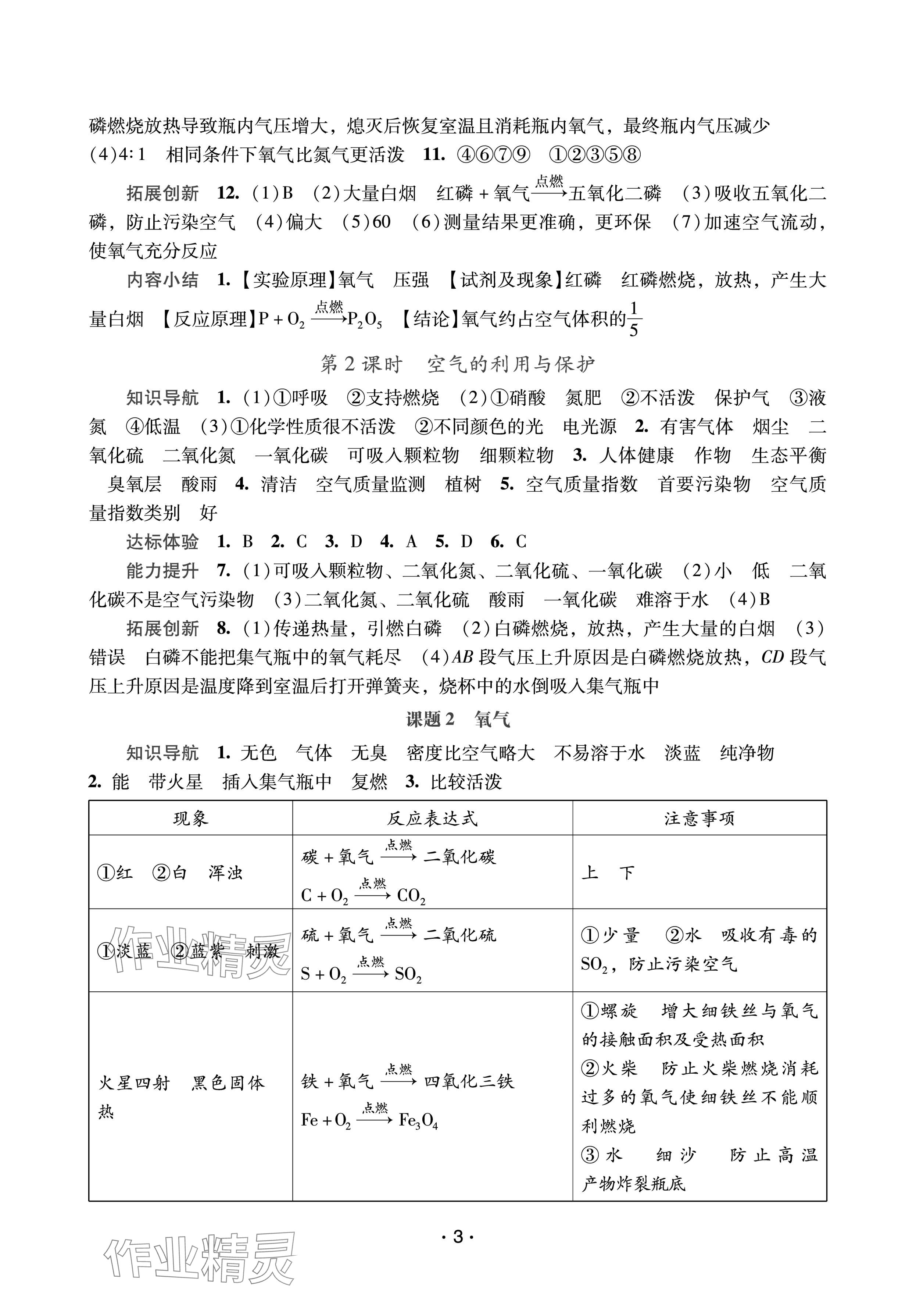 2024年新課程學(xué)習(xí)輔導(dǎo)九年級化學(xué)上冊人教版中山專版 參考答案第3頁