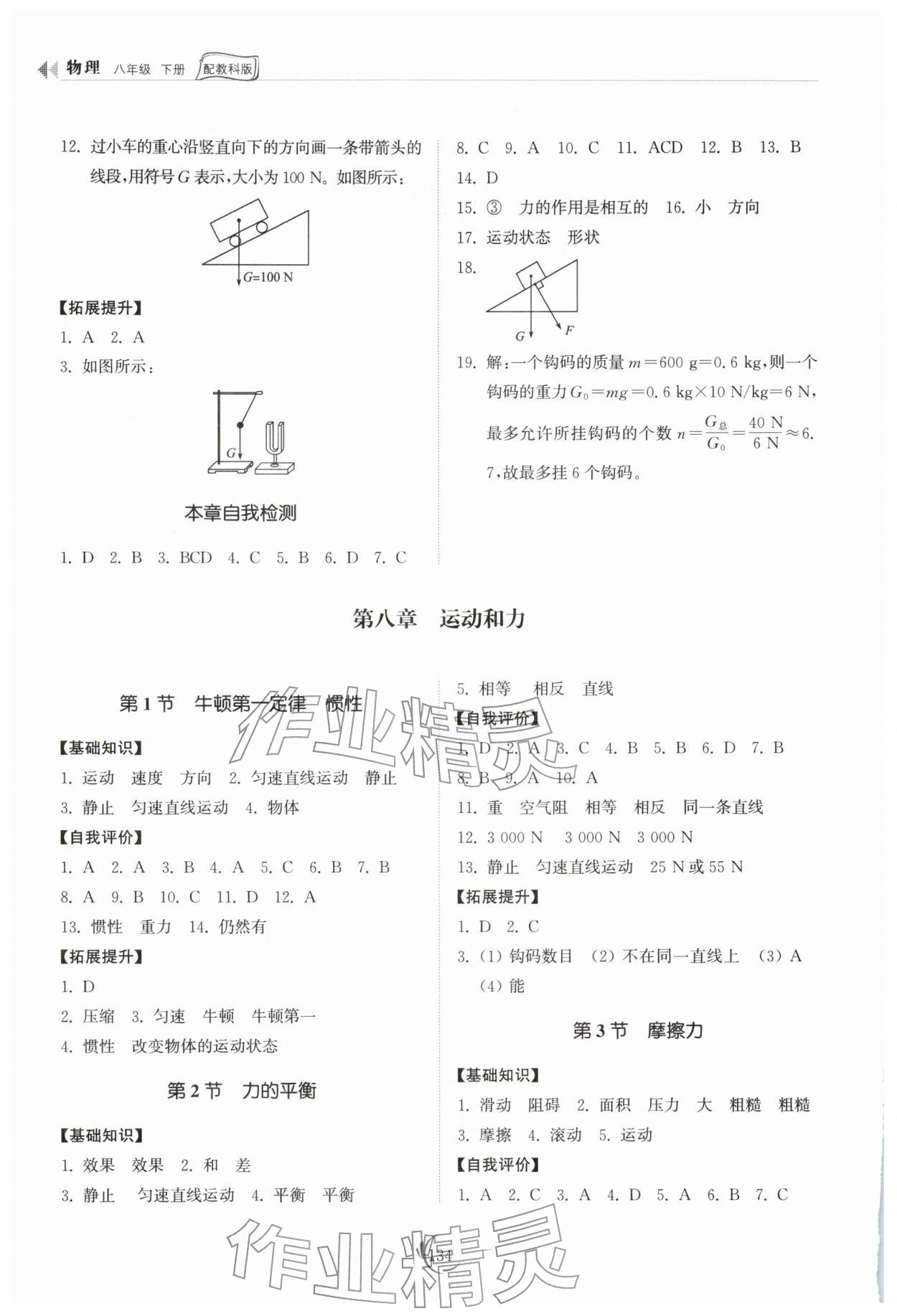 2026年同步練習(xí)冊(cè)山東科學(xué)技術(shù)出版社八年級(jí)物理下冊(cè)教科版&nbsp;參考答案第2頁