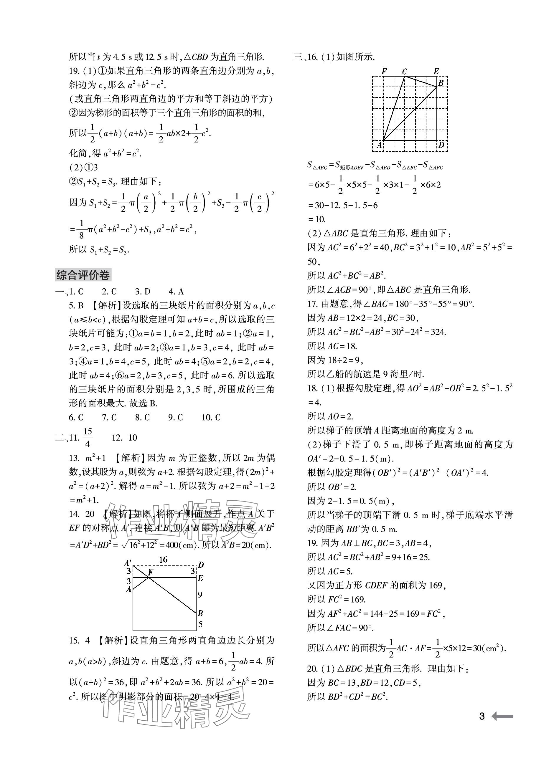 2023年節(jié)節(jié)高大象出版社八年級數(shù)學上冊北師大版 參考答案第3頁