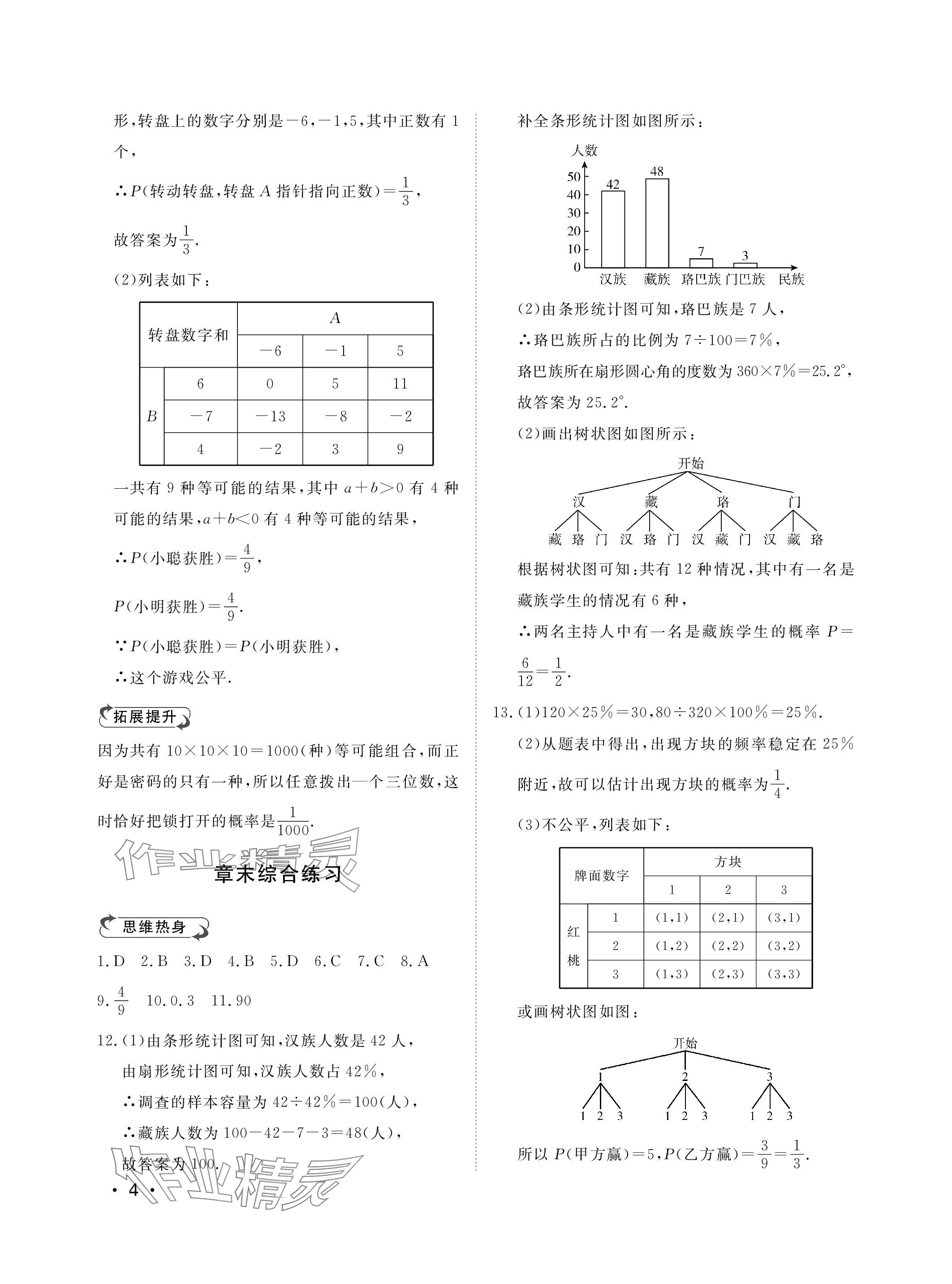 2024年行知天下九年級(jí)數(shù)學(xué)下冊(cè)人教版 參考答案第4頁(yè)