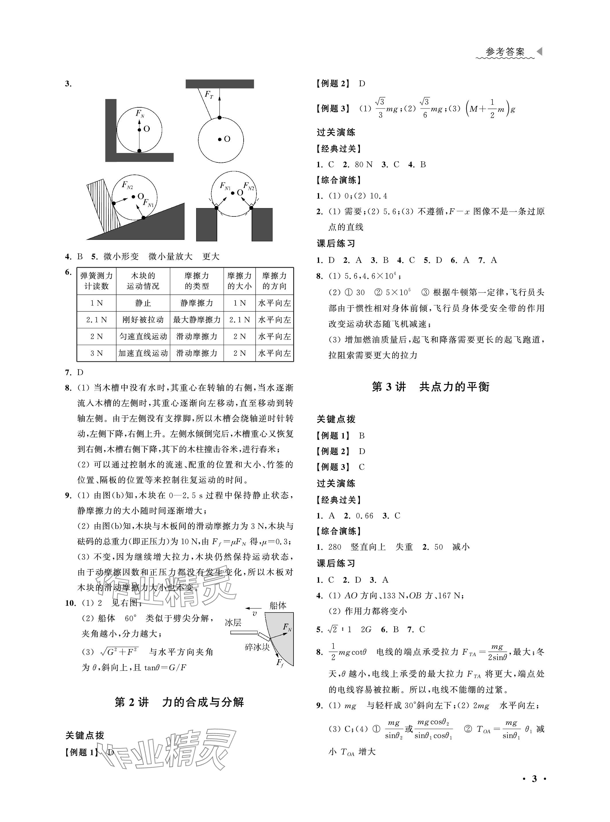 2023年上海双新等级考总复习物理&nbsp;参考答案第3页