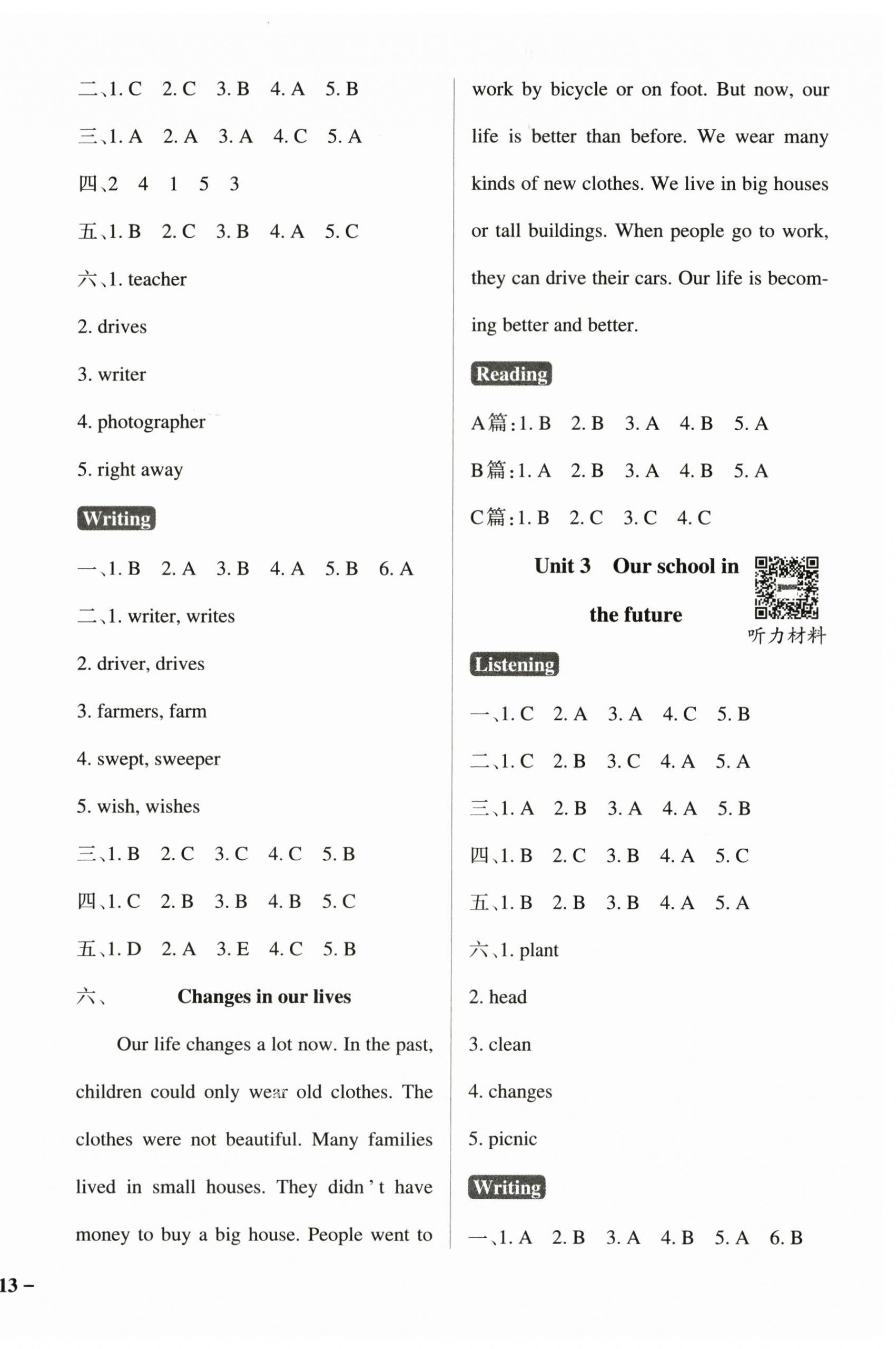 2024年小学学霸作业本六年级英语下册沪教版 参考答案第2页