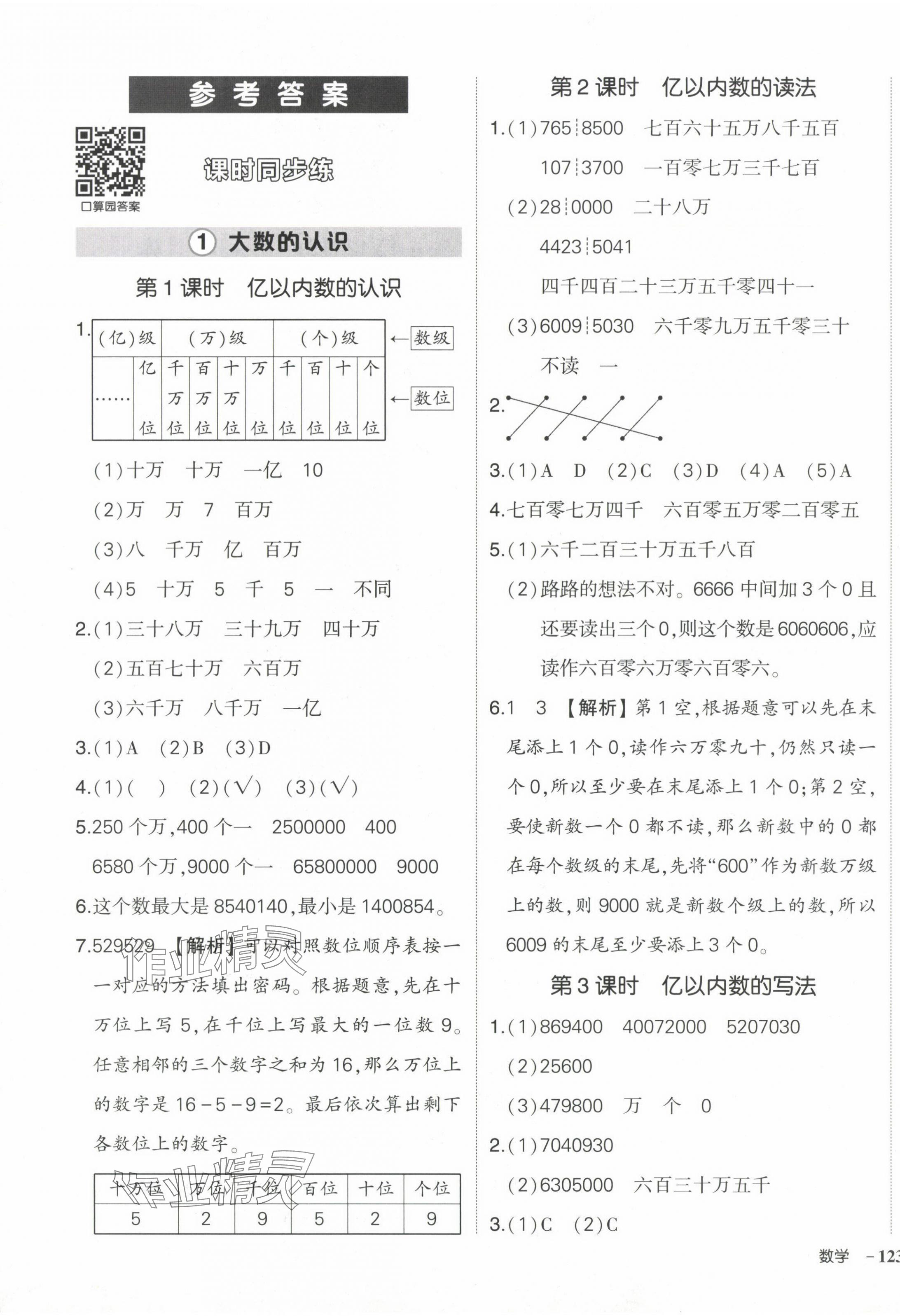 2024年状元成才路创优作业100分四年级数学上册人教版海南专版 参考答案第1页