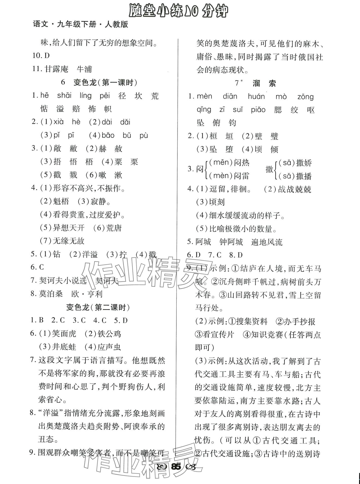 2024年千里馬隨堂小練10分鐘九年級(jí)語(yǔ)文下冊(cè)人教版 第5頁(yè)