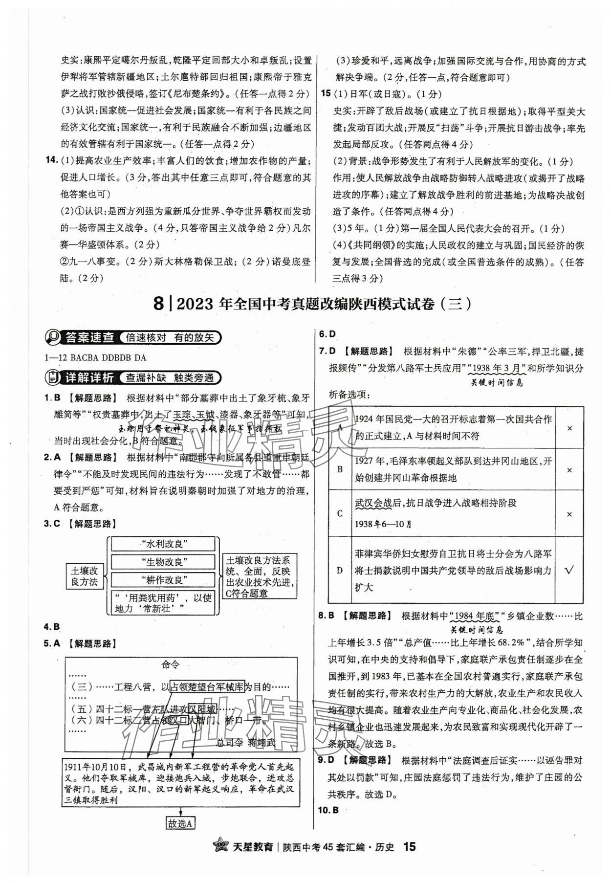 2024年金考卷45套匯編歷史陜西專版 參考答案第15頁