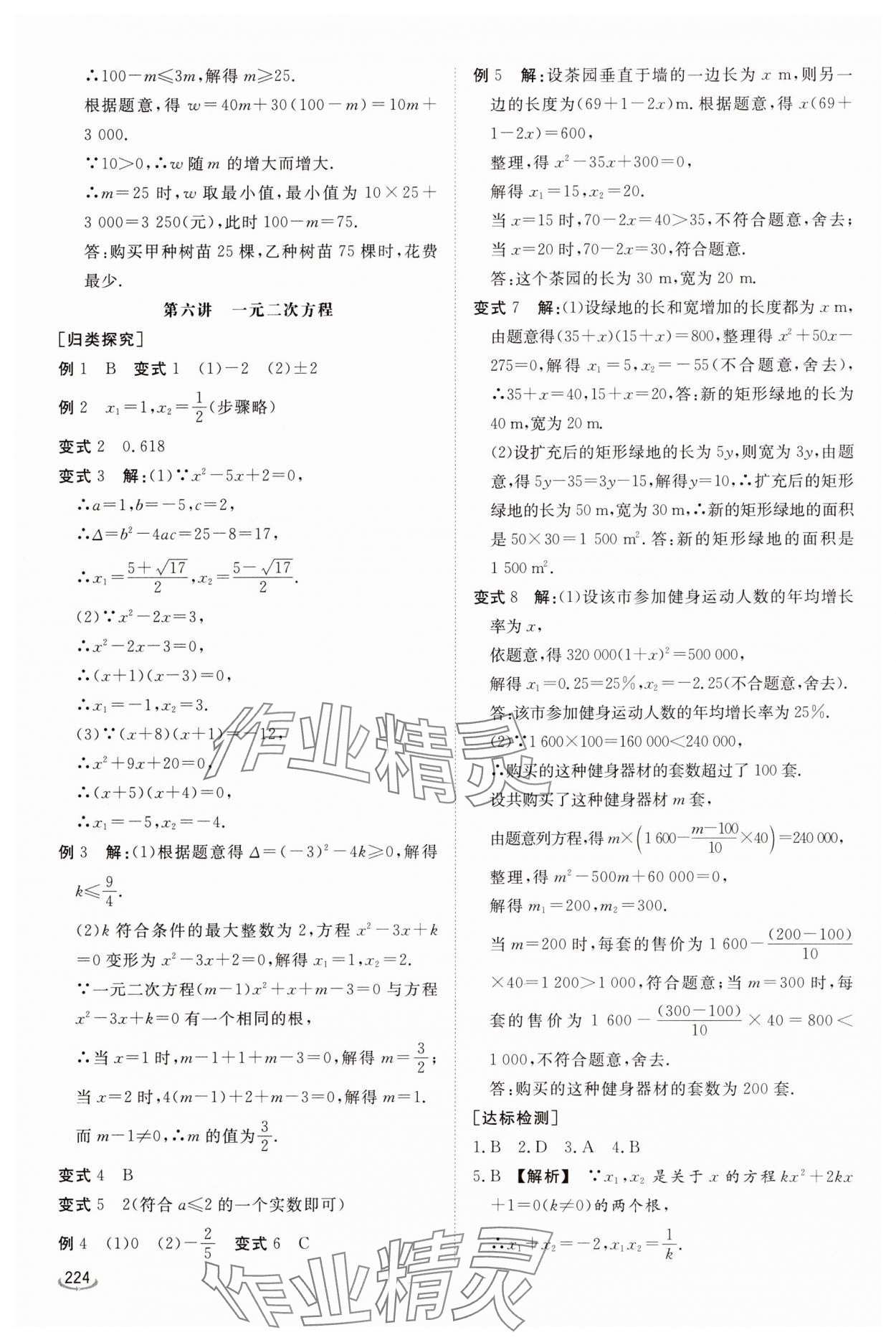 2025年初中學(xué)業(yè)水平考試備考指導(dǎo)數(shù)學(xué)中考臨沂專版&nbsp;參考答案第5頁(yè)