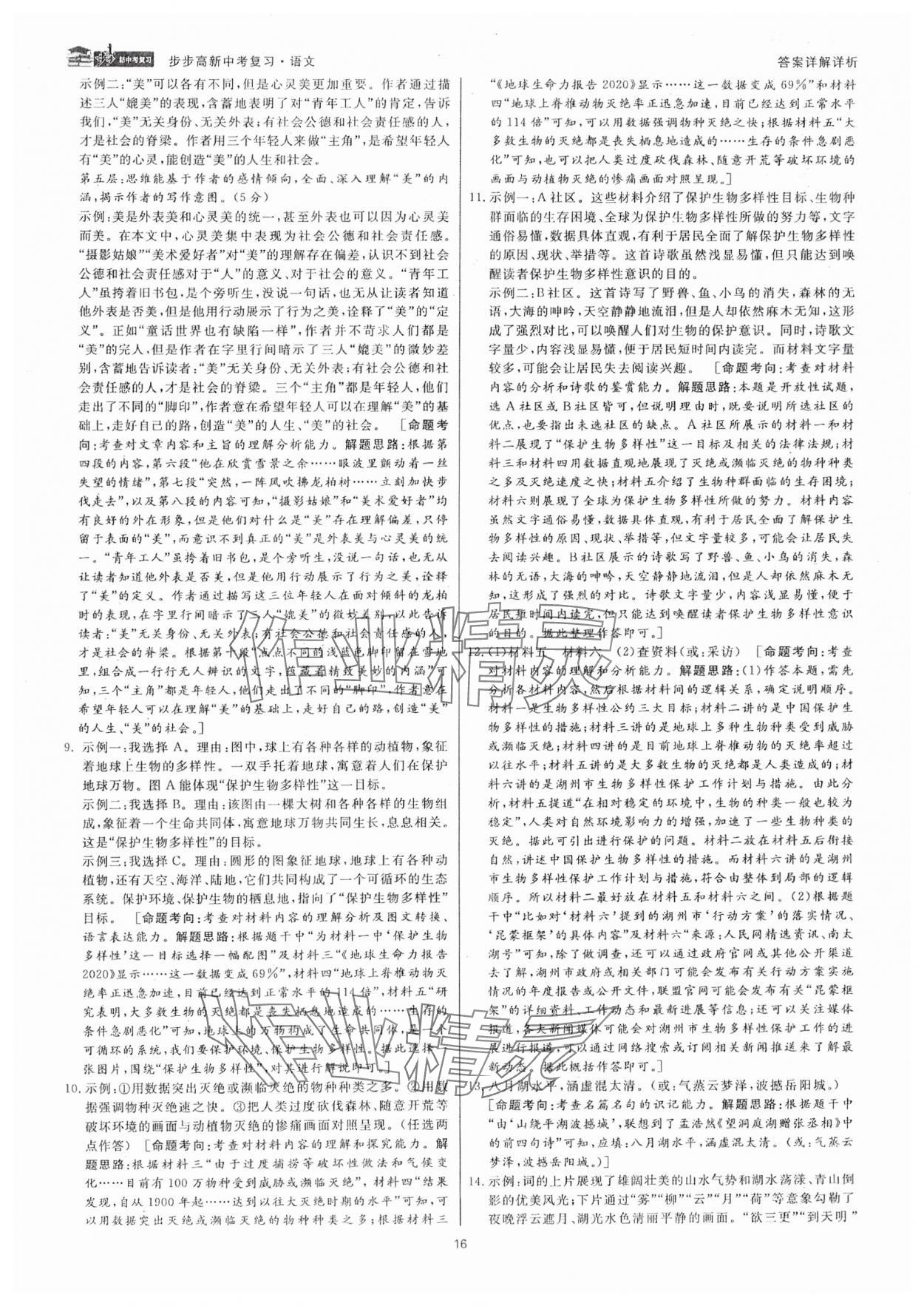 2025年步步高中考復(fù)習(xí)語文浙江專版 參考答案第15頁