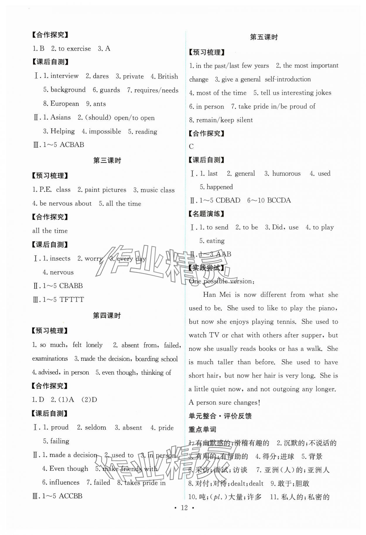 2024年能力培养与测试九年级英语全一册人教版 第12页