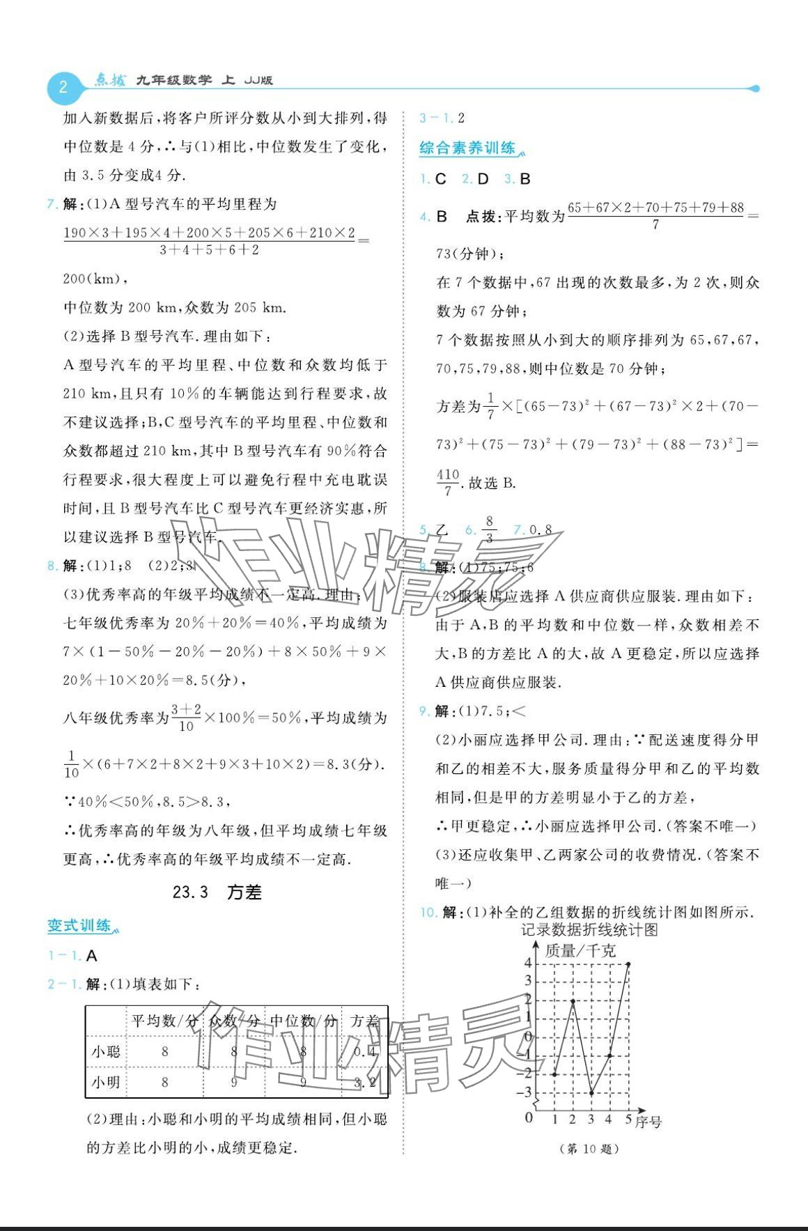 2024年特高級教師點撥九年級數(shù)學(xué)上冊冀教版 參考答案第2頁