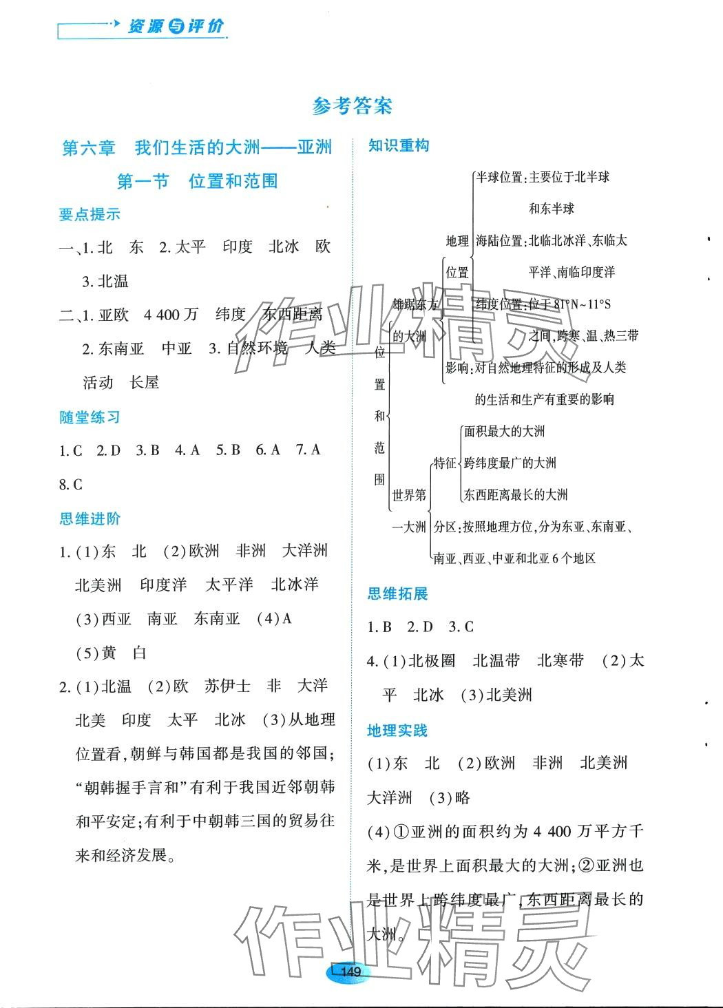 2024年資源與評價黑龍江教育出版社七年級地理下冊人教版 第1頁