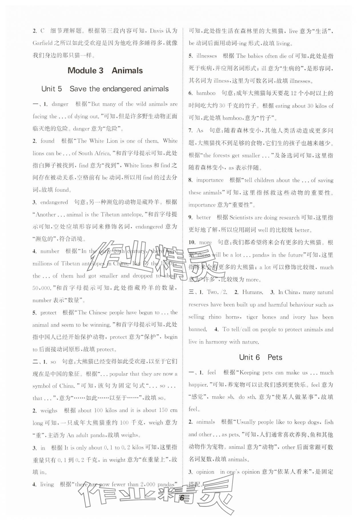 2024年暑期升級訓練浙江教育出版社八年級英語滬教版 參考答案第6頁