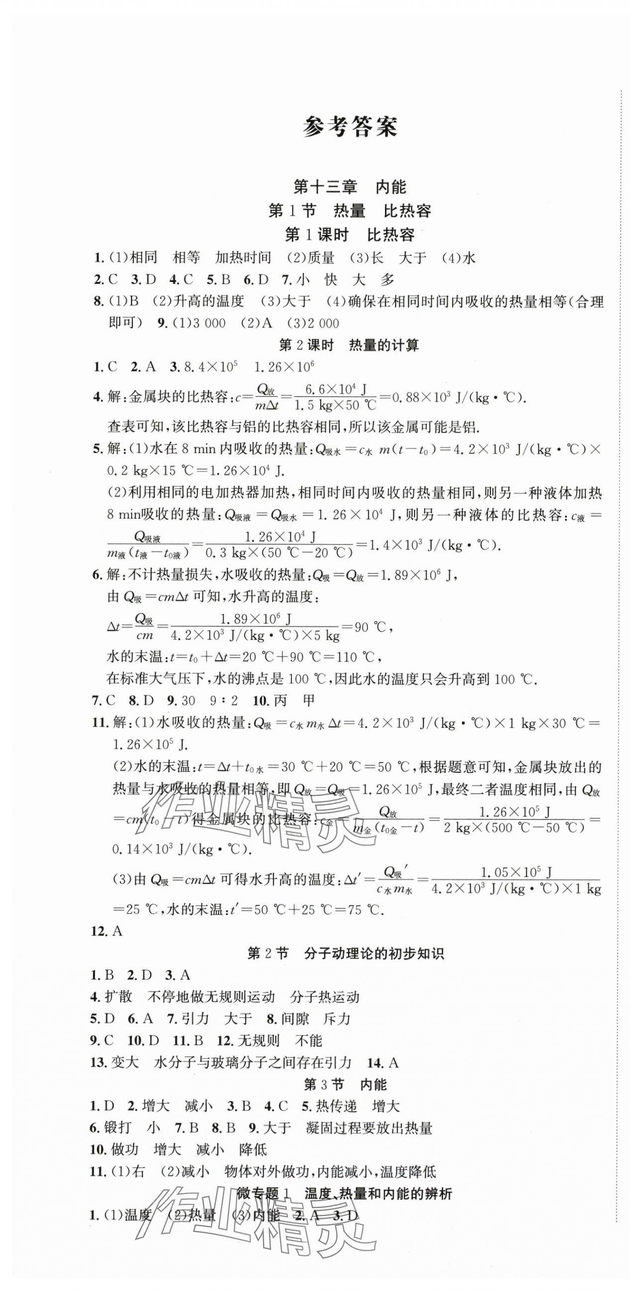 2025年我的作業(yè)九年級(jí)物理上冊(cè)人教版 第1頁(yè)