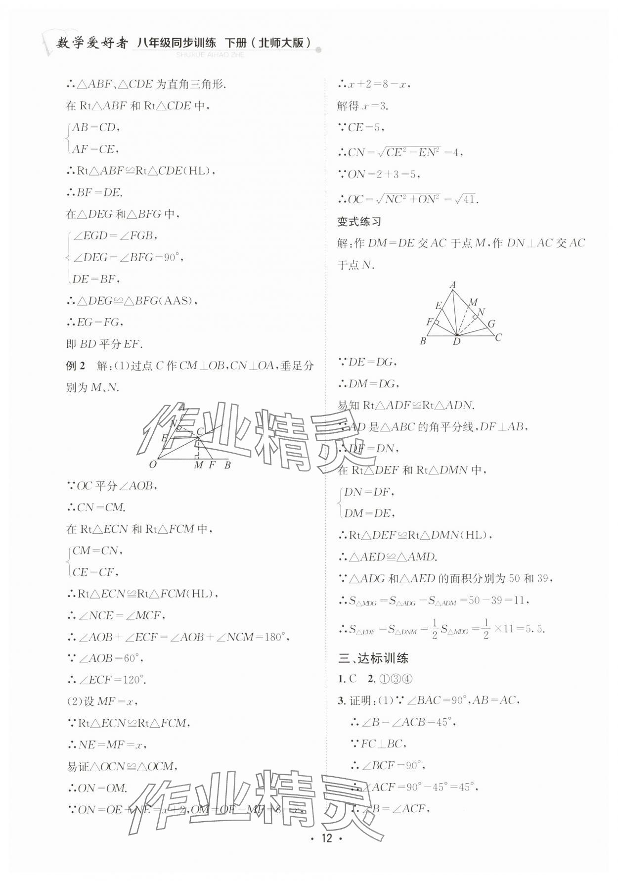 2025年數學愛好者同步訓練八年級下冊北師大版 第12頁