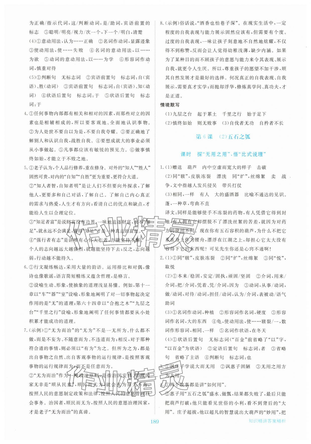 2025年步步高精准讲练高中语文选择性必修上册人教版&nbsp;参考答案第8页