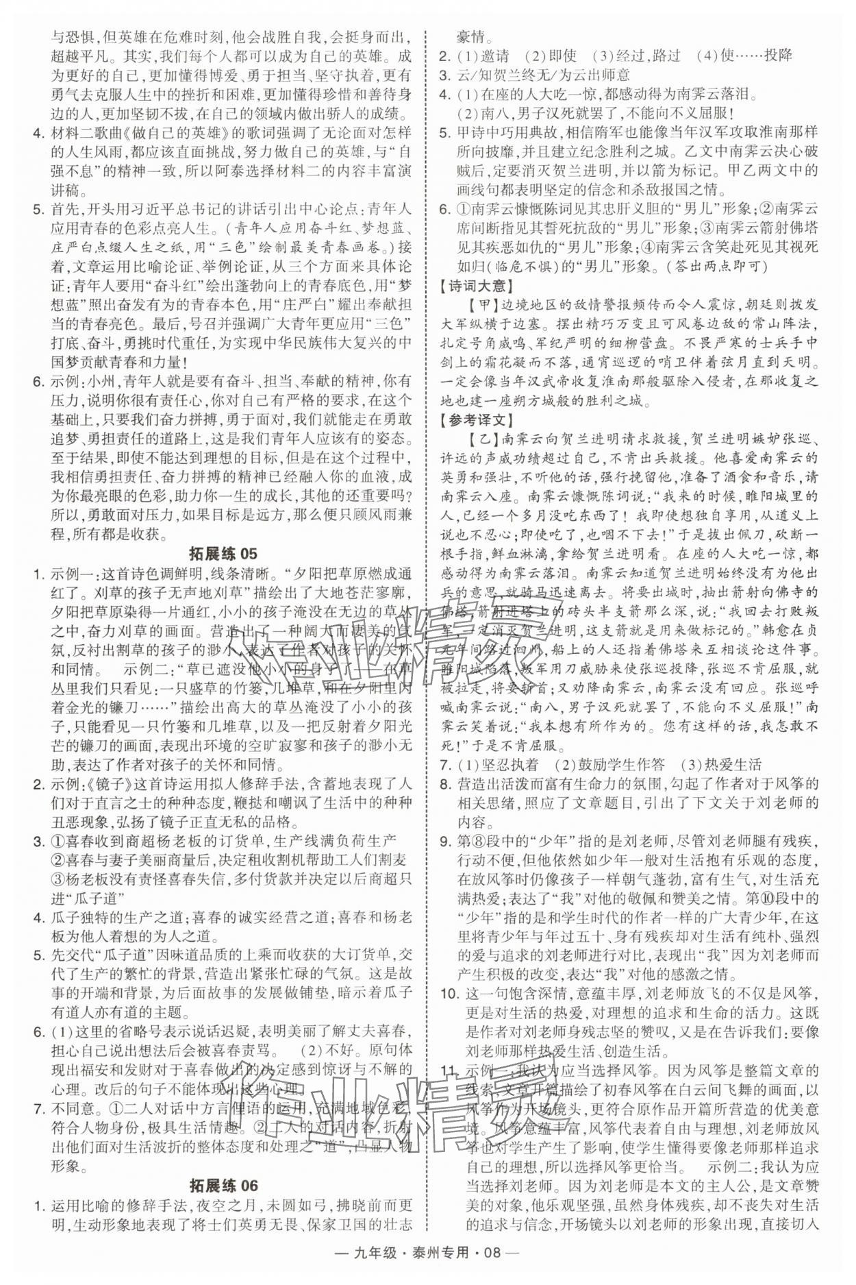 2025年學(xué)霸組合訓(xùn)練九年級語文全一冊人教版泰州專版 第8頁