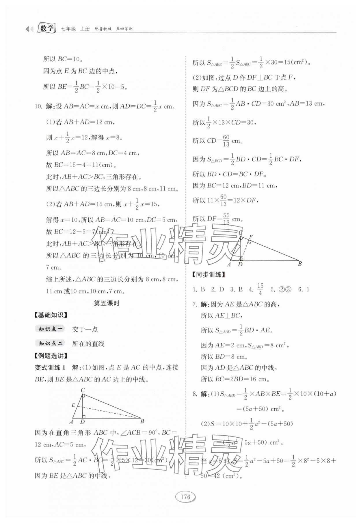 2025年同步练习册山东科学技术出版社七年级数学上册鲁教版五四制 参考答案第4页