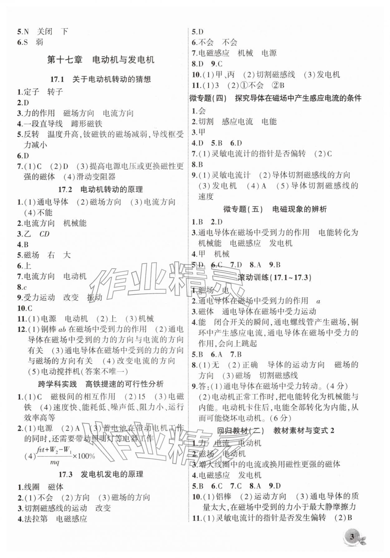 2026年创新课堂创新作业本九年级物理下册沪粤版&nbsp;第3页