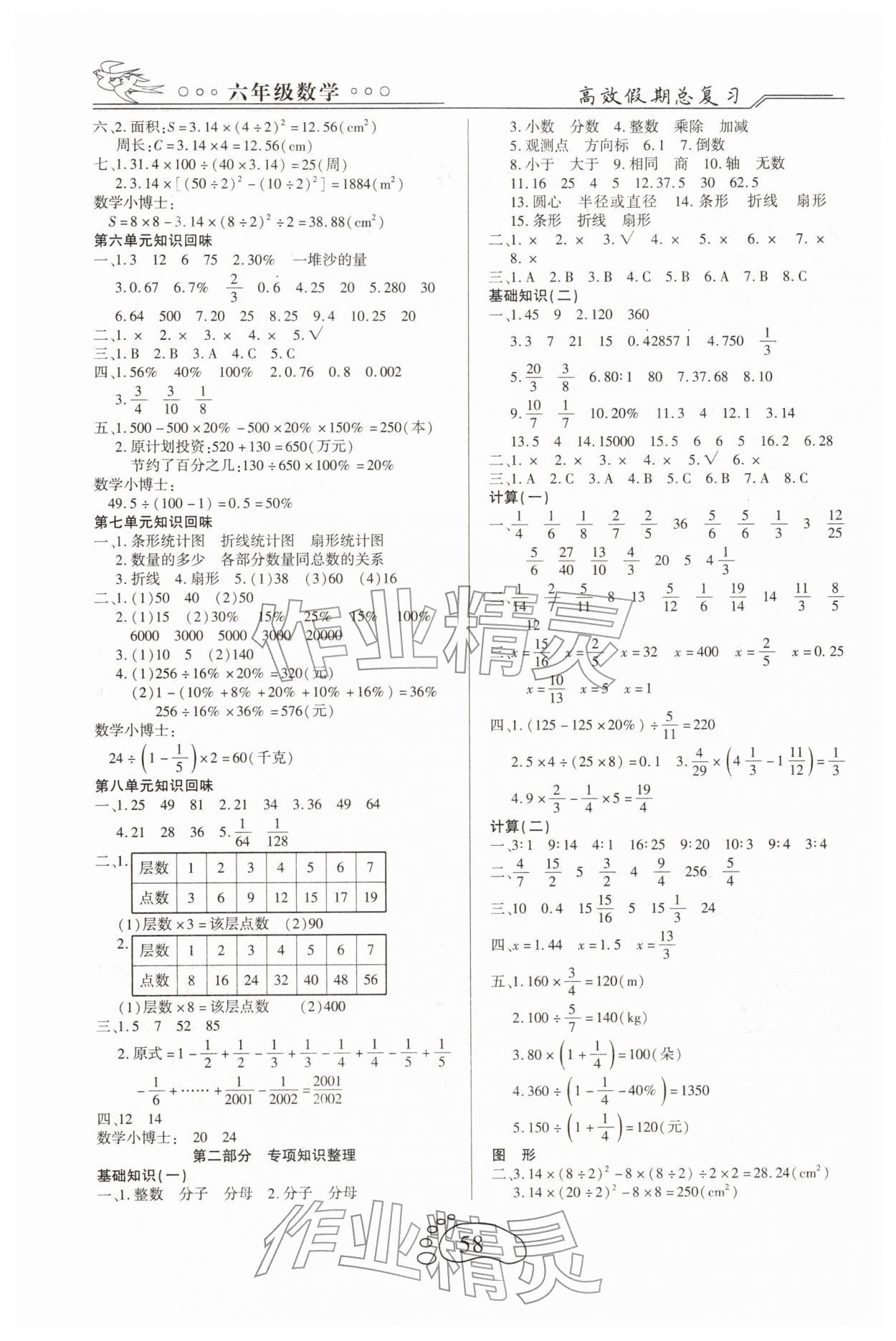2026年倍优高效假期总复习六年级数学人教版&nbsp;第2页