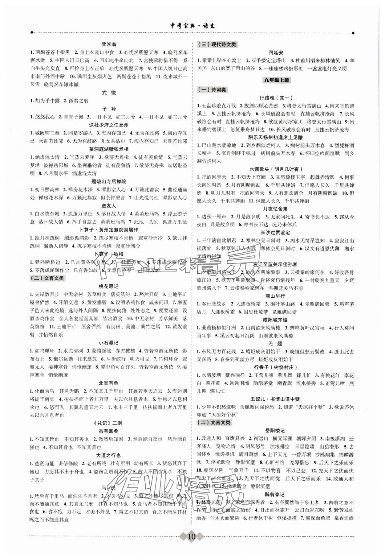 2024年新課標(biāo)中考寶典語(yǔ)文浙江專版 參考答案第10頁(yè)