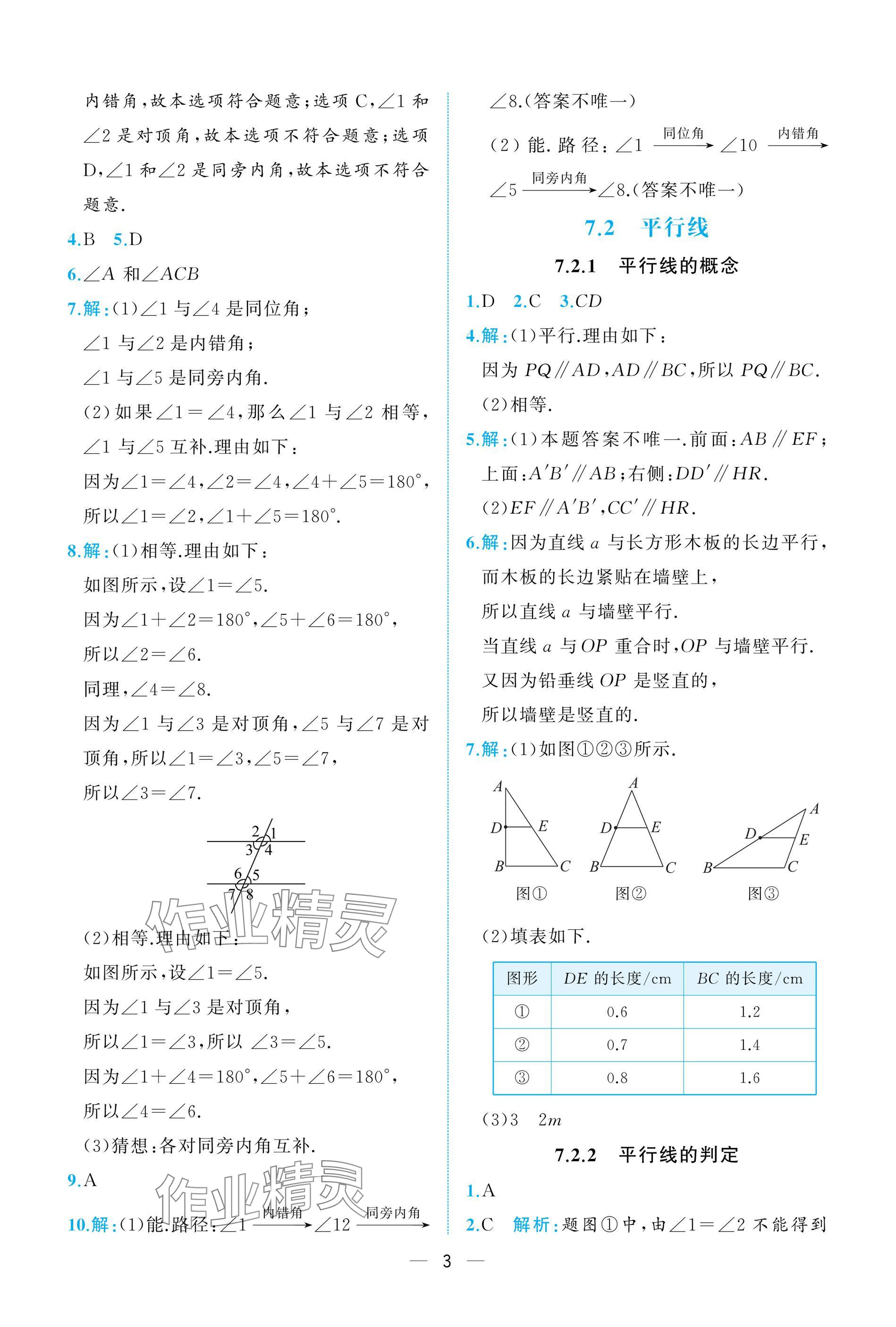 2025年人教金學典同步解析與測評七年級數學下冊人教版重慶專版 參考答案第3頁