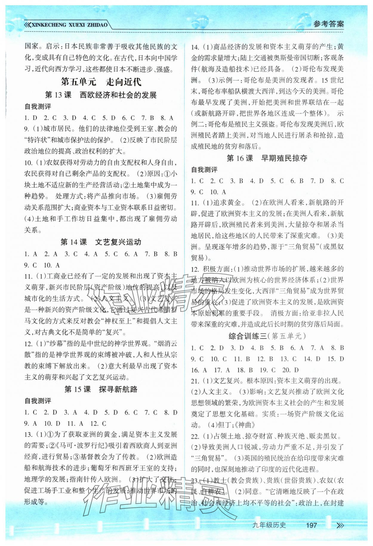 2025年新课程学习指导南方出版社九年级历史人教版 参考答案第4页