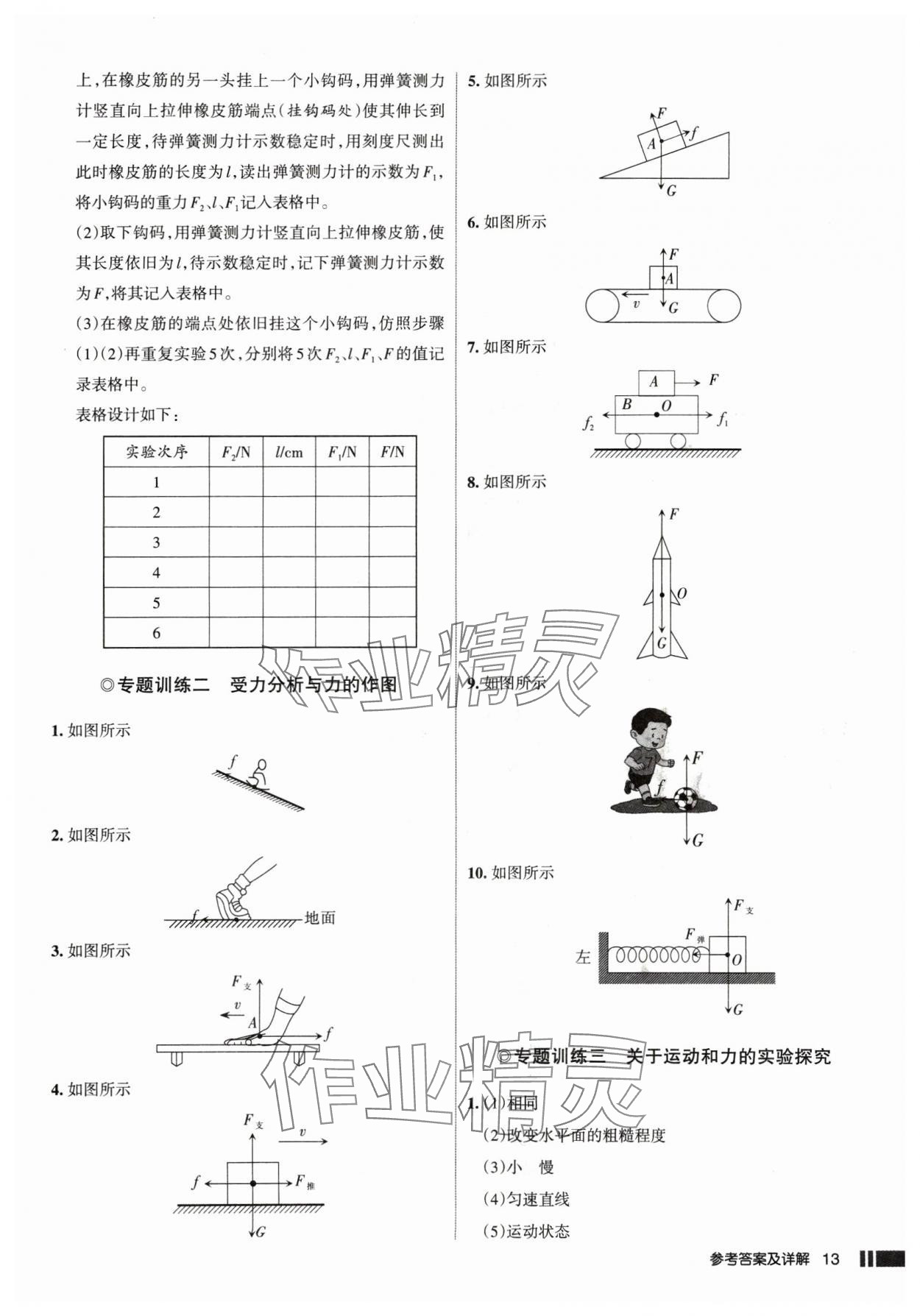 2025年名校作业八年级物理下册人教版山西专版 参考答案第13页