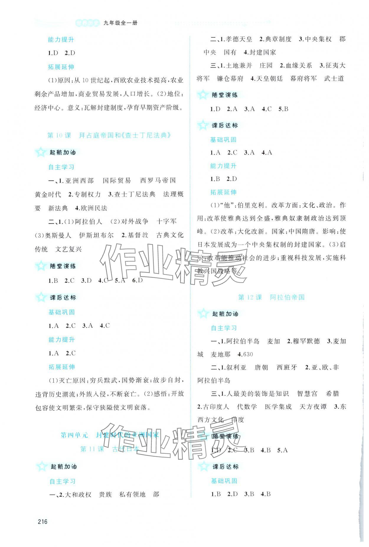 2023年新課程學(xué)習(xí)與測評同步學(xué)習(xí)九年級歷史全一冊人教版 參考答案第5頁