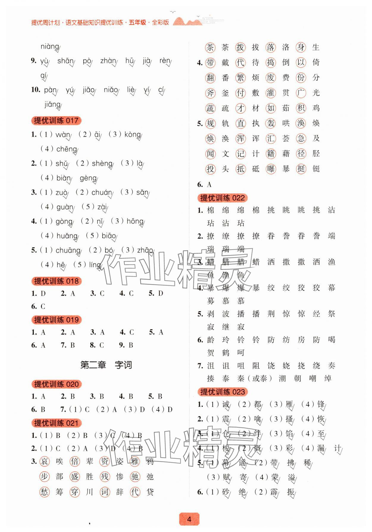 2024年提優(yōu)周計(jì)劃基礎(chǔ)知識(shí)提優(yōu)訓(xùn)練五年級(jí)語文人教版 第4頁