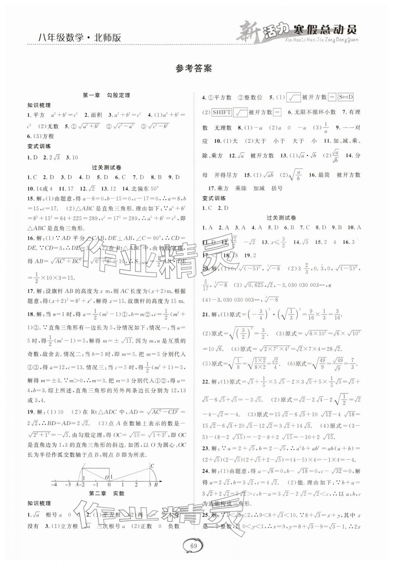 2026年新活力寒假总动员八年级数学北师大版&nbsp;第1页