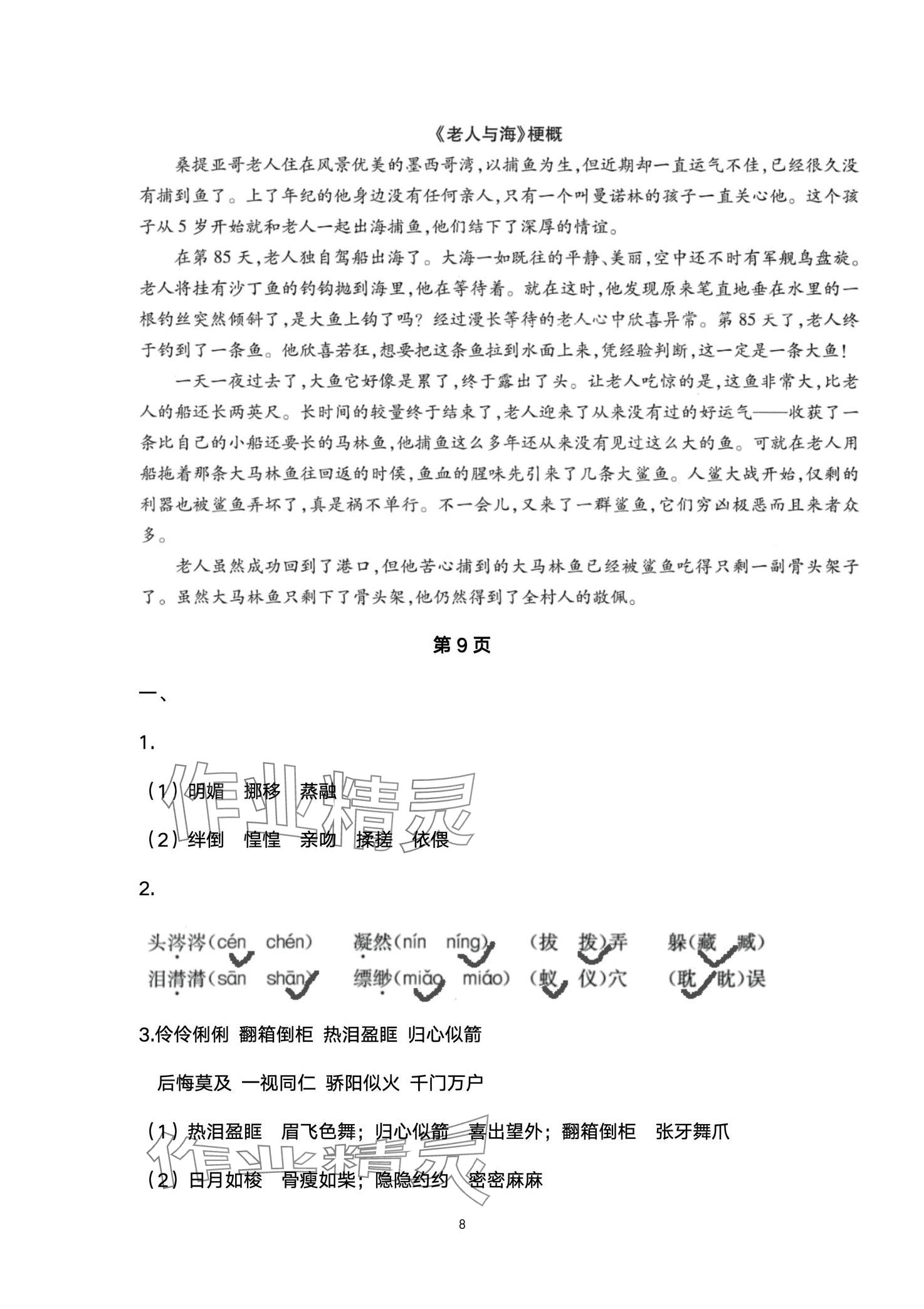 2024年全優(yōu)標(biāo)準(zhǔn)卷學(xué)習(xí)搭檔六年級(jí)語文下冊(cè)人教版 第8頁